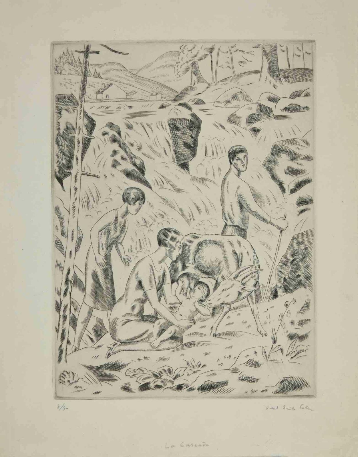 Paul Emile Colinthe Waterfall   Etching By Paul Emile Colin   1930 Ca.1930 Ca.