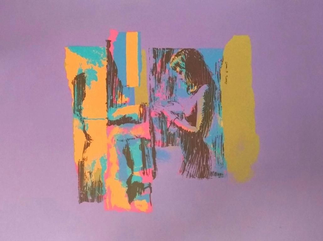 Nicola Simbariwoman In Yellow   Screen Print By Nicola Simbari   1970s1970s