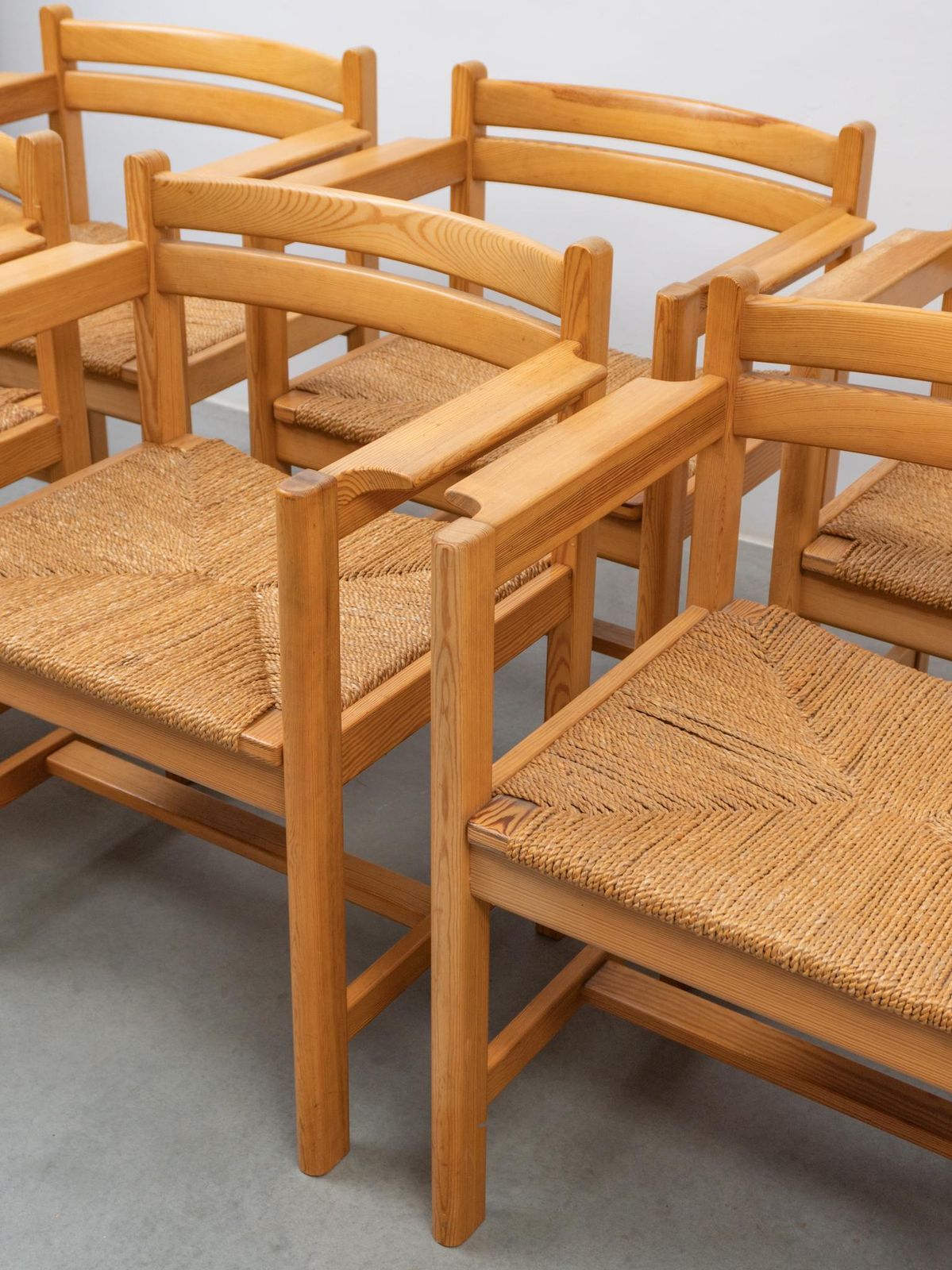 Furniture Set Of Pine Dining Arm Chairs Serie "Asserbo" By Børge Mogensen, Karl Andersson photo