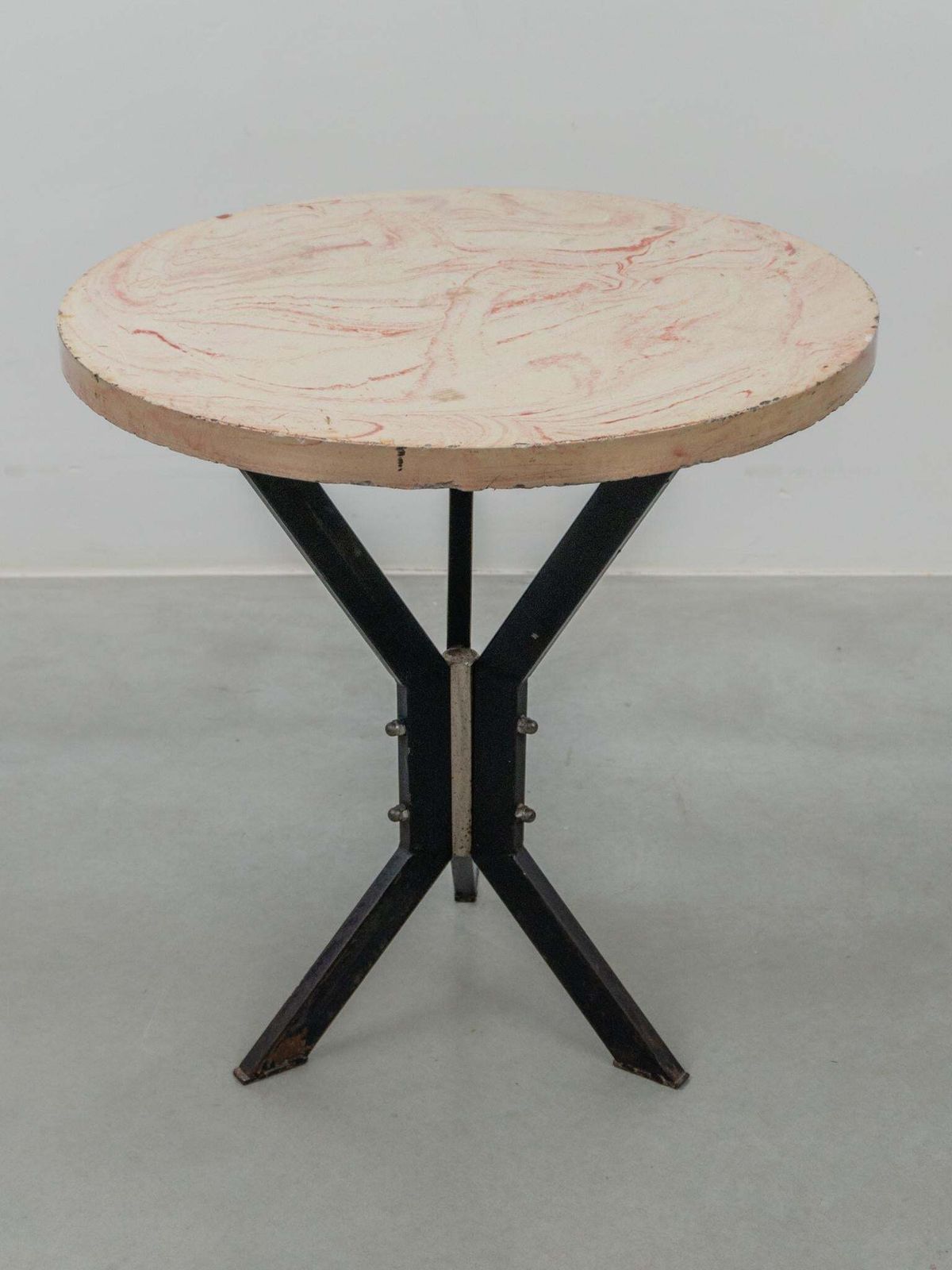Set Of Two Round Outdoor Terrace Stone Top Tables, France, 1930s photo Garden Furniture