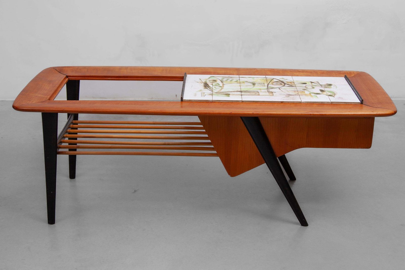 1958 Alfred Hendricks Coffee Bar Table With Figurative Tiles Tray photo 3670.0