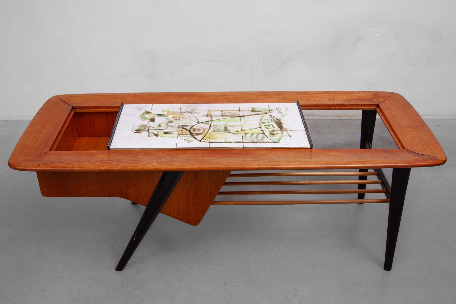 photo furniture 1958 Alfred Hendricks Coffee Bar Table With Figurative Tiles Tray