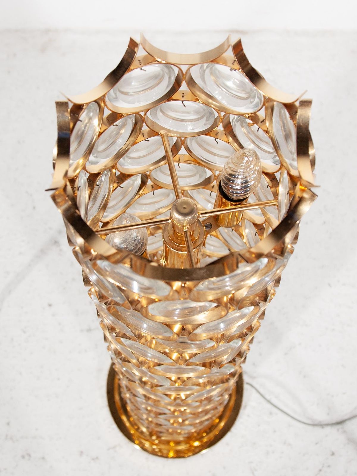 Palwa Round Crystal, Gilt Large Floor Lamp, 1970s, Germany photo buy