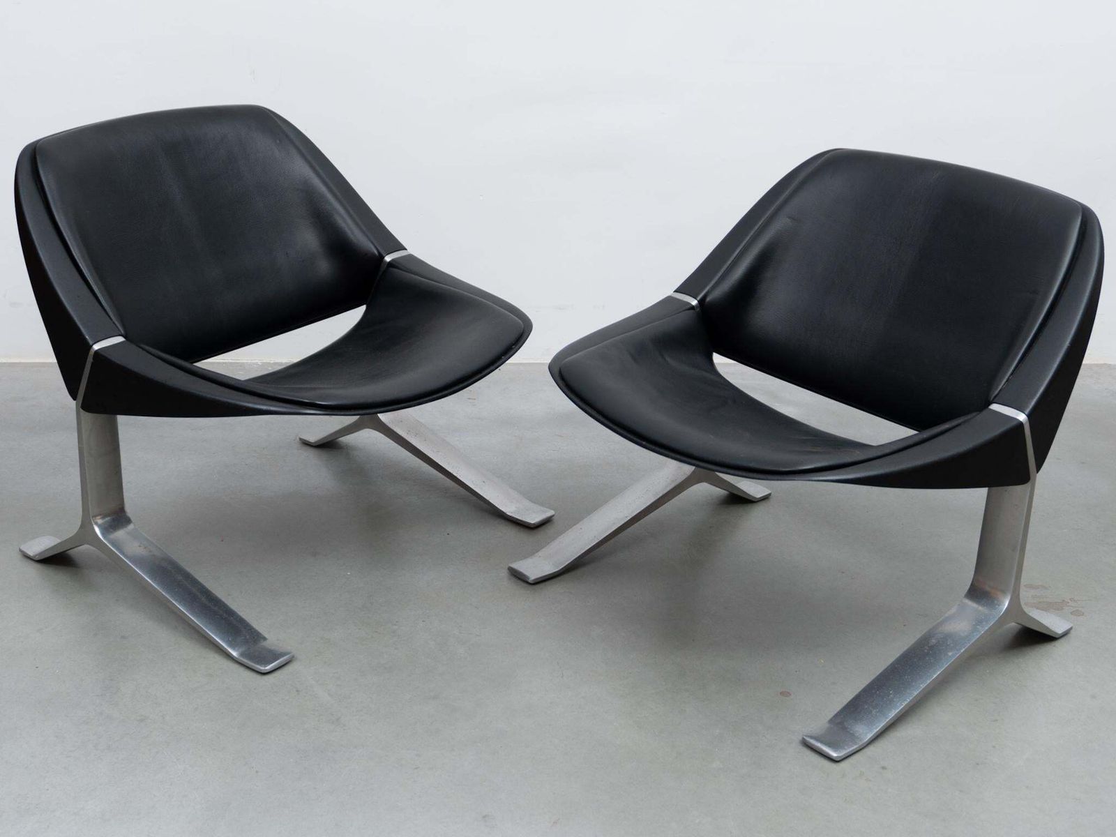 Pair Of Knut Hesterberg Lounge Black And Chrome Club Arm Chairs, Germany 1971 photo furniture