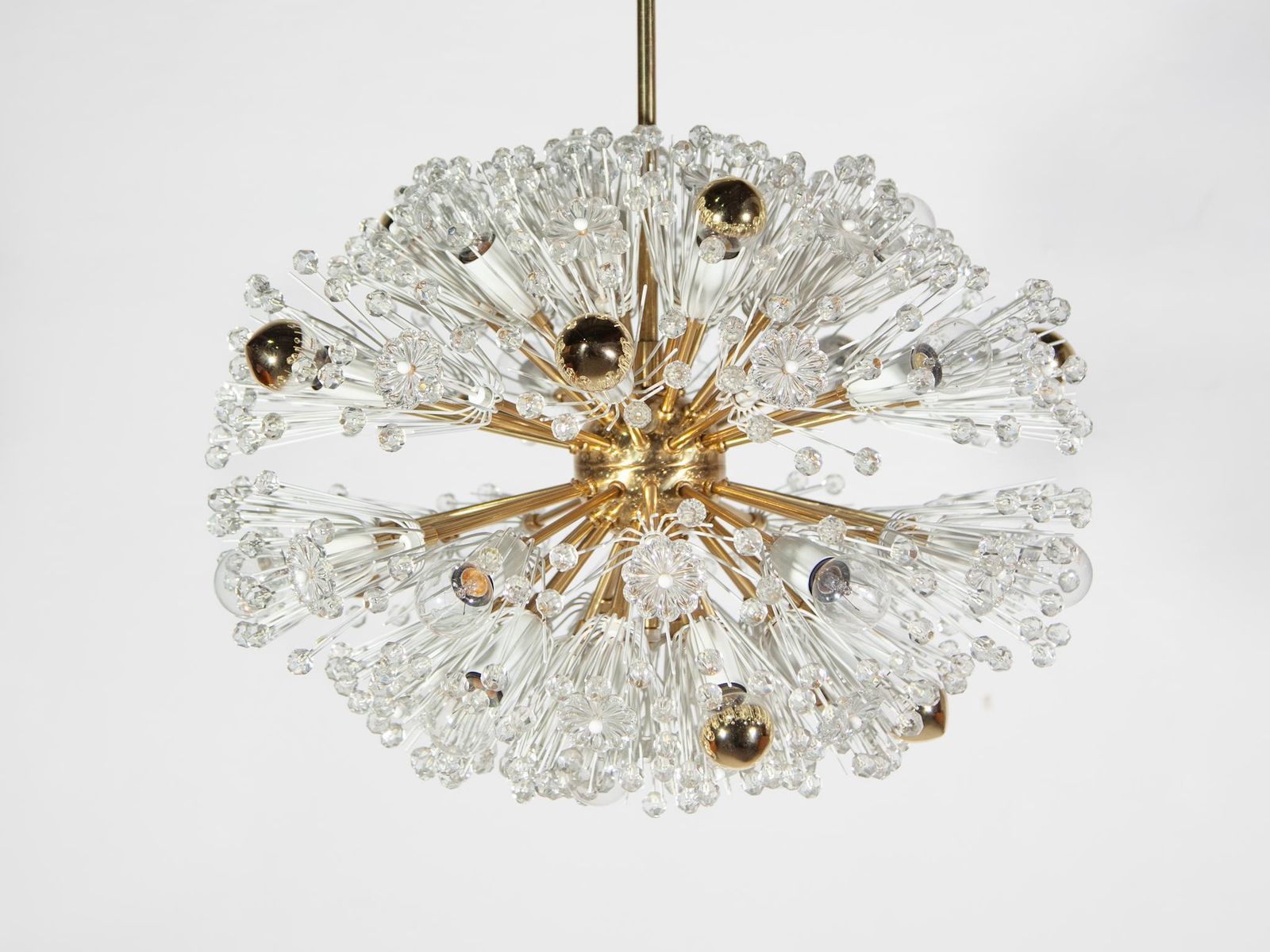 Eclipse Emile Stejnar Blowball Brass A Crystal Chandelier, Rupert Nikoll, 1950s photo buy