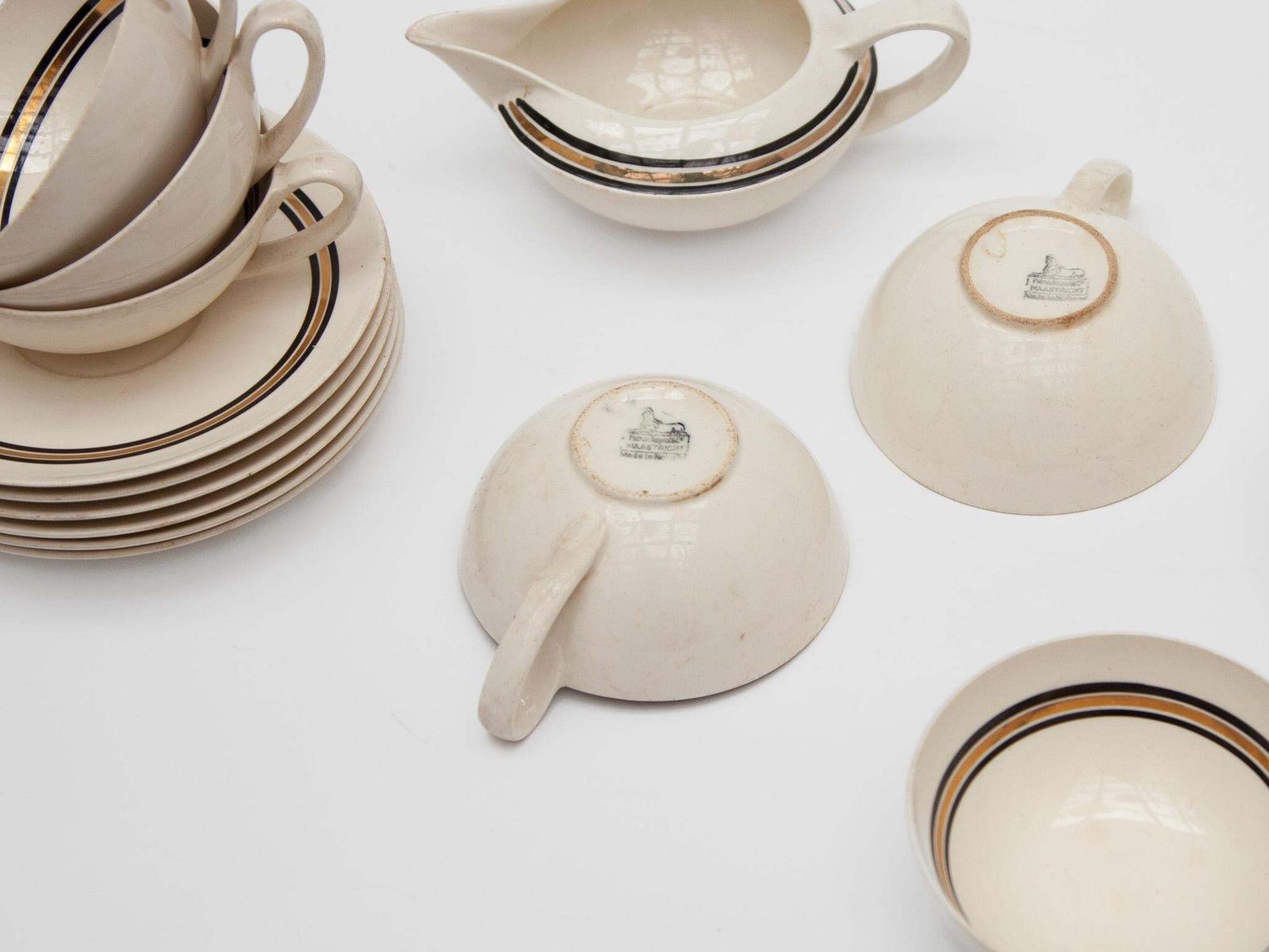photo vinterior Edmond Bellefroid Tea Set By Petrus Regout Maastricht, Bauhaus, Dutch Art Deco