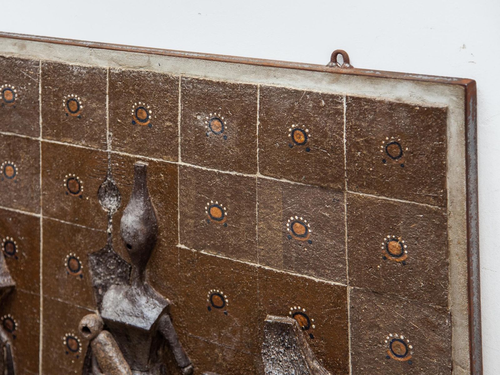 Large Wall Mounted Brown Toned Ceramic Sculpture Women With Child, 1960s photo vinterior