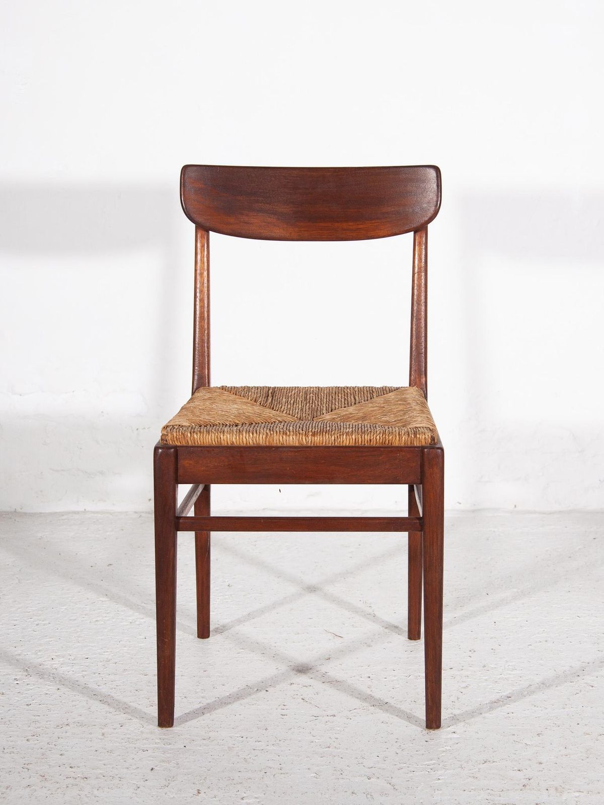 Teak Dining Chairs With Rattan Sea, T 1959, Belgium photo furniture