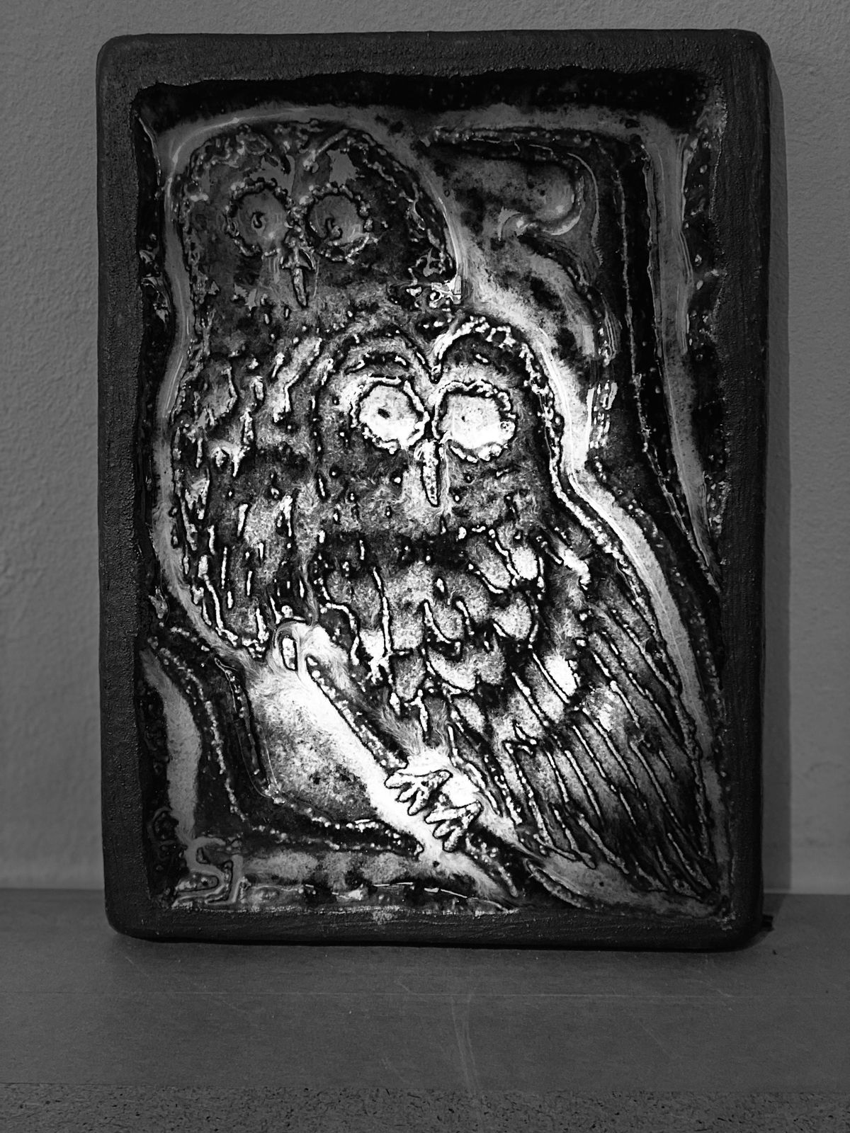 Scandinavian Blue Glazed Owl Ceramic Relief By Svend åage Jensen For Søholm photo furniture