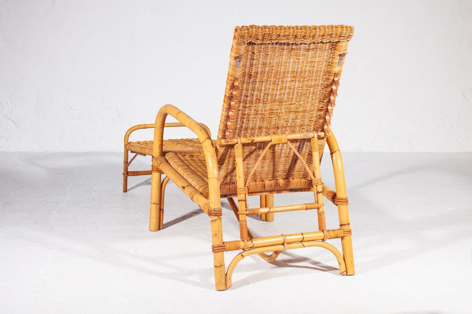 Bamboo Boho Rattan Easy Chair For Your Patio, 1960s Italy, With Foot Stool photo 2979.0