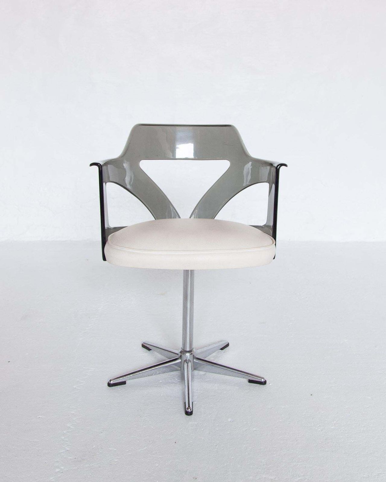 Spage Age Smoked Plexi Glass Swivel Desk Chair, 1960s photo for sale