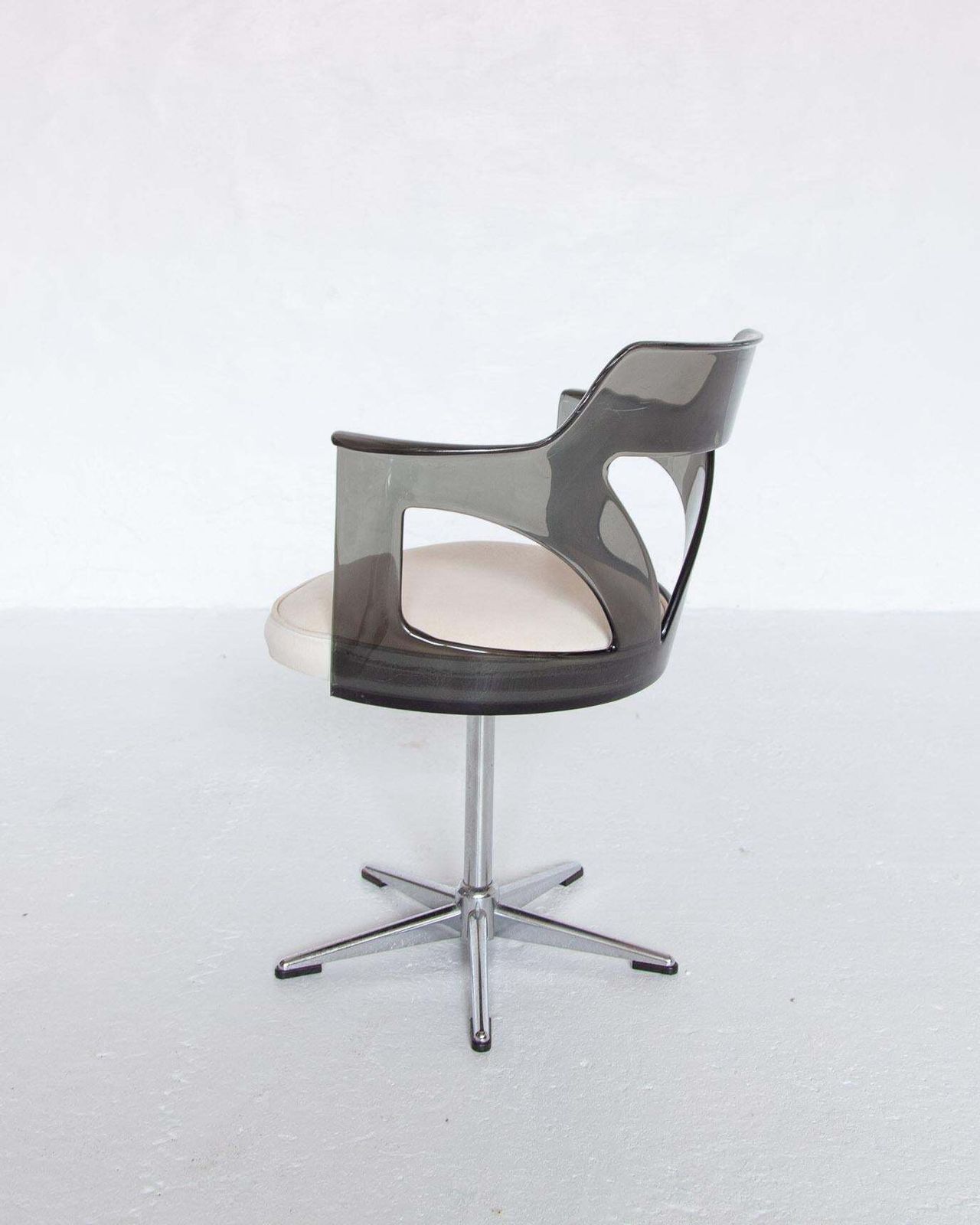 Spage Age Smoked Plexi Glass Swivel Desk Chair, 1960s photo 1808.0