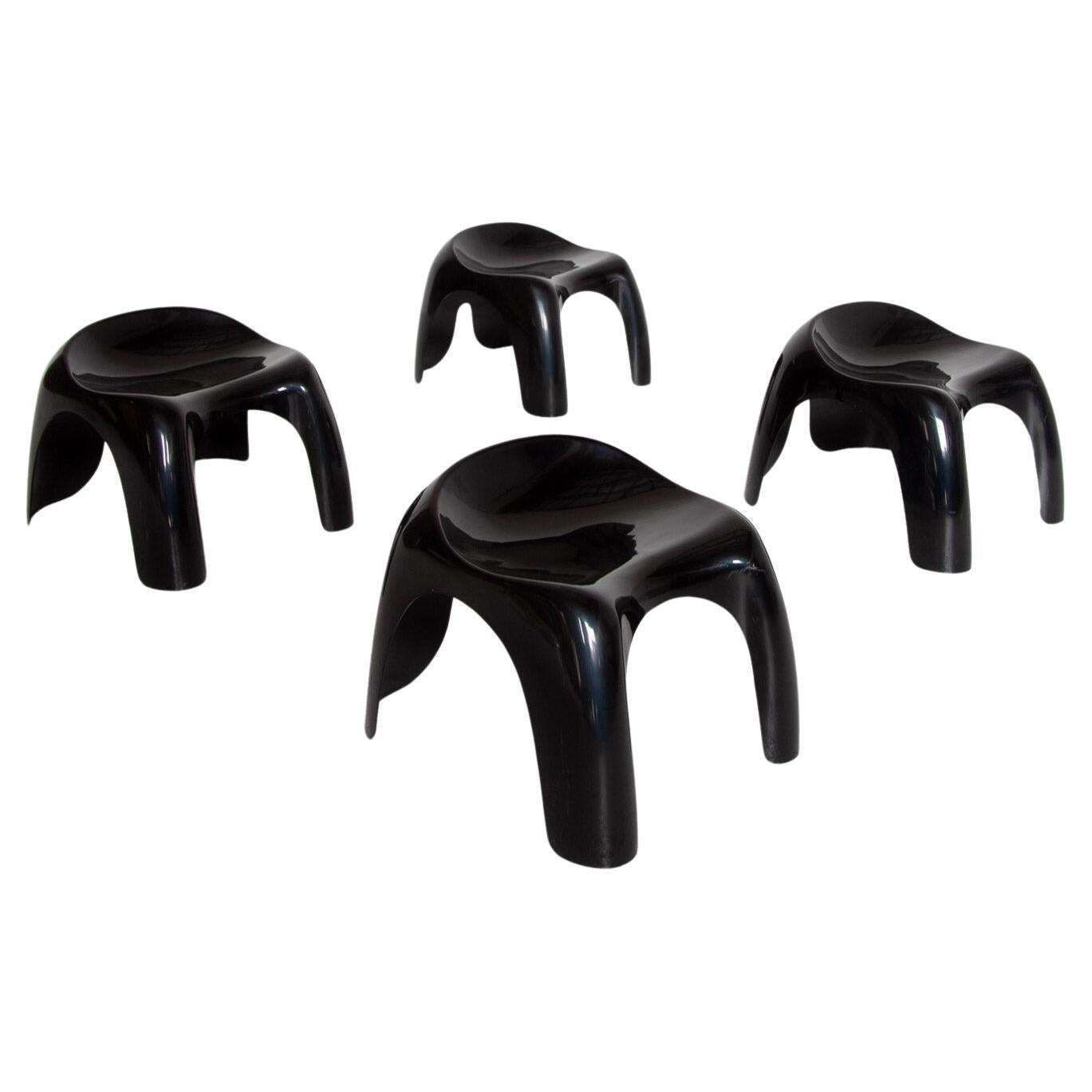 Set Of Four Stackable Children's Chair Stools By Stacy Dukes For Artemide, 1966s