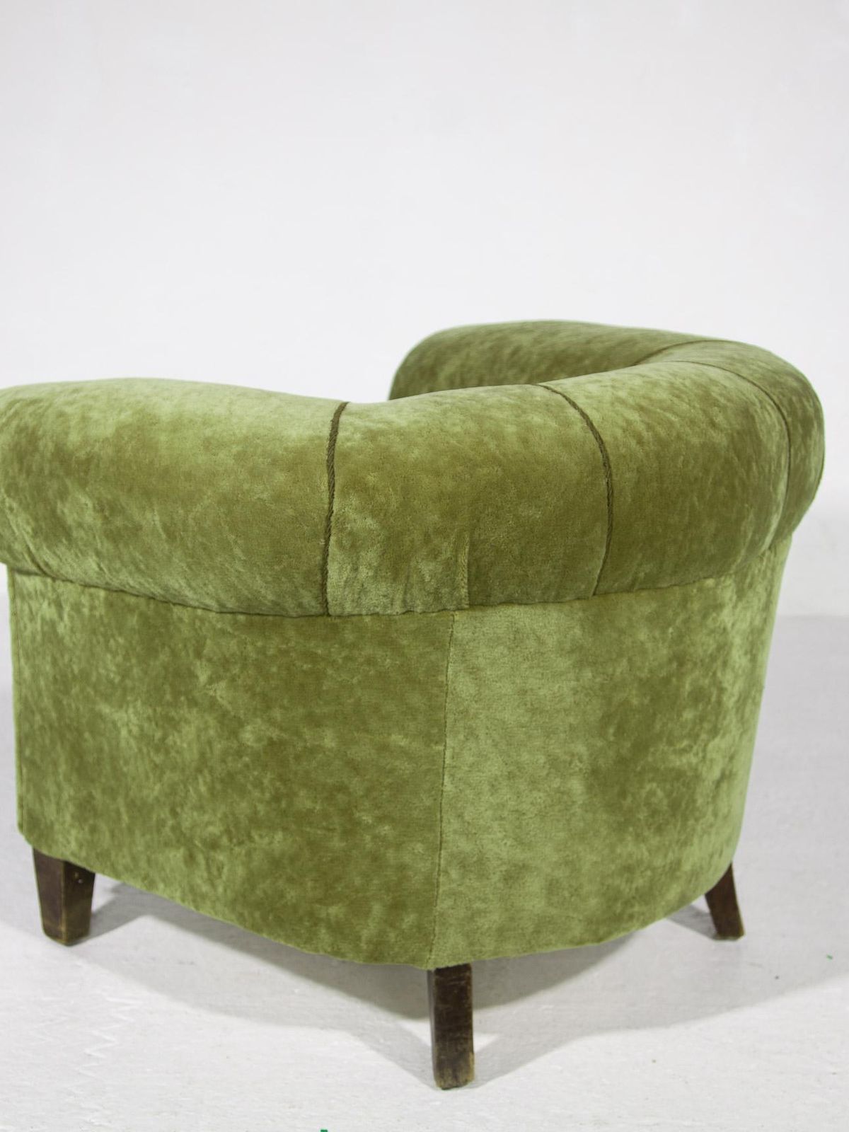 Art Deco Lounge Chairs In Green Olive Velvet Upholstery photo buy
