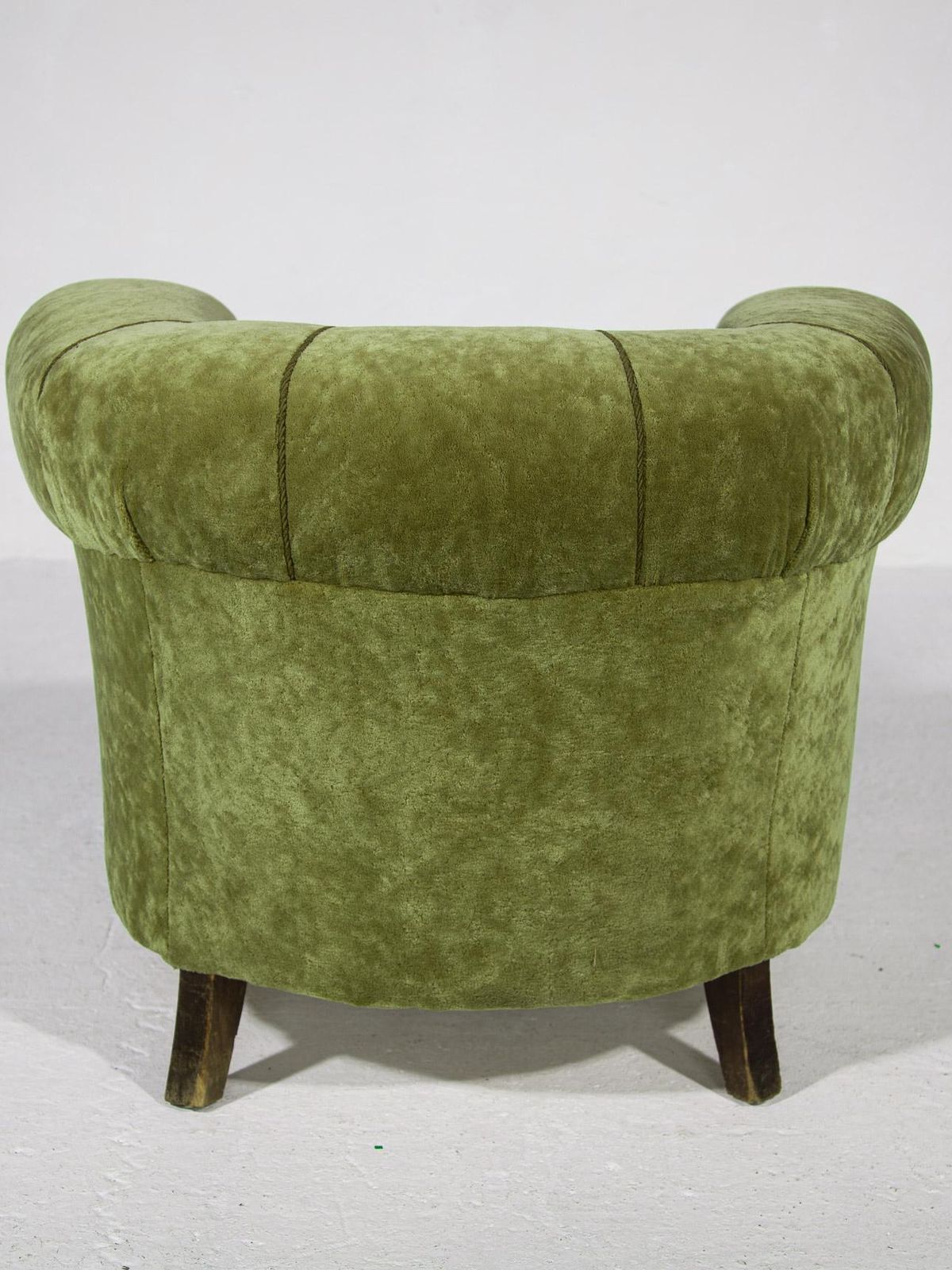 Art Deco Lounge Chairs In Green Olive Velvet Upholstery photo vintage
