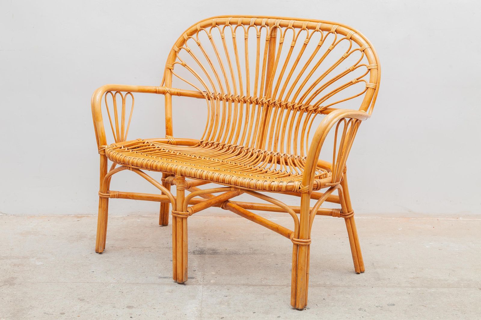 Boho Bamboo Two Seater And Coffee Table 1970s, Italy photo for sale