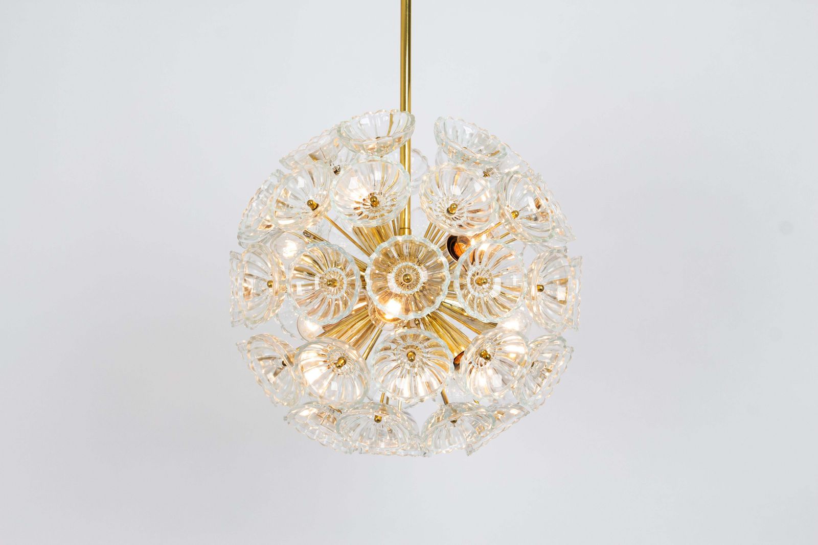 Stunning Floral Glass And Brass Sputnik Chandeliers, Germany, 1960s photo Lighting