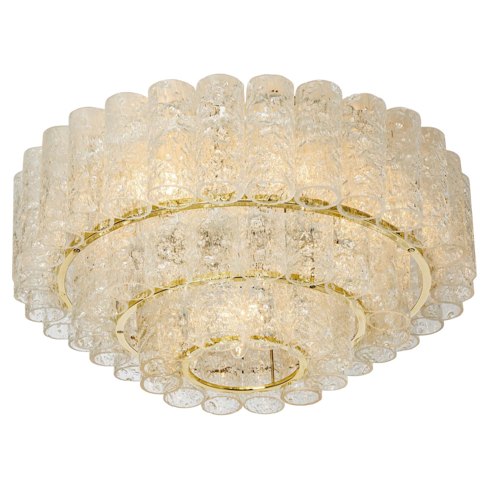 1 Of 2 Stunning Murano Ice Glass Tubes Chandelier By Doria, Germany, 1960s