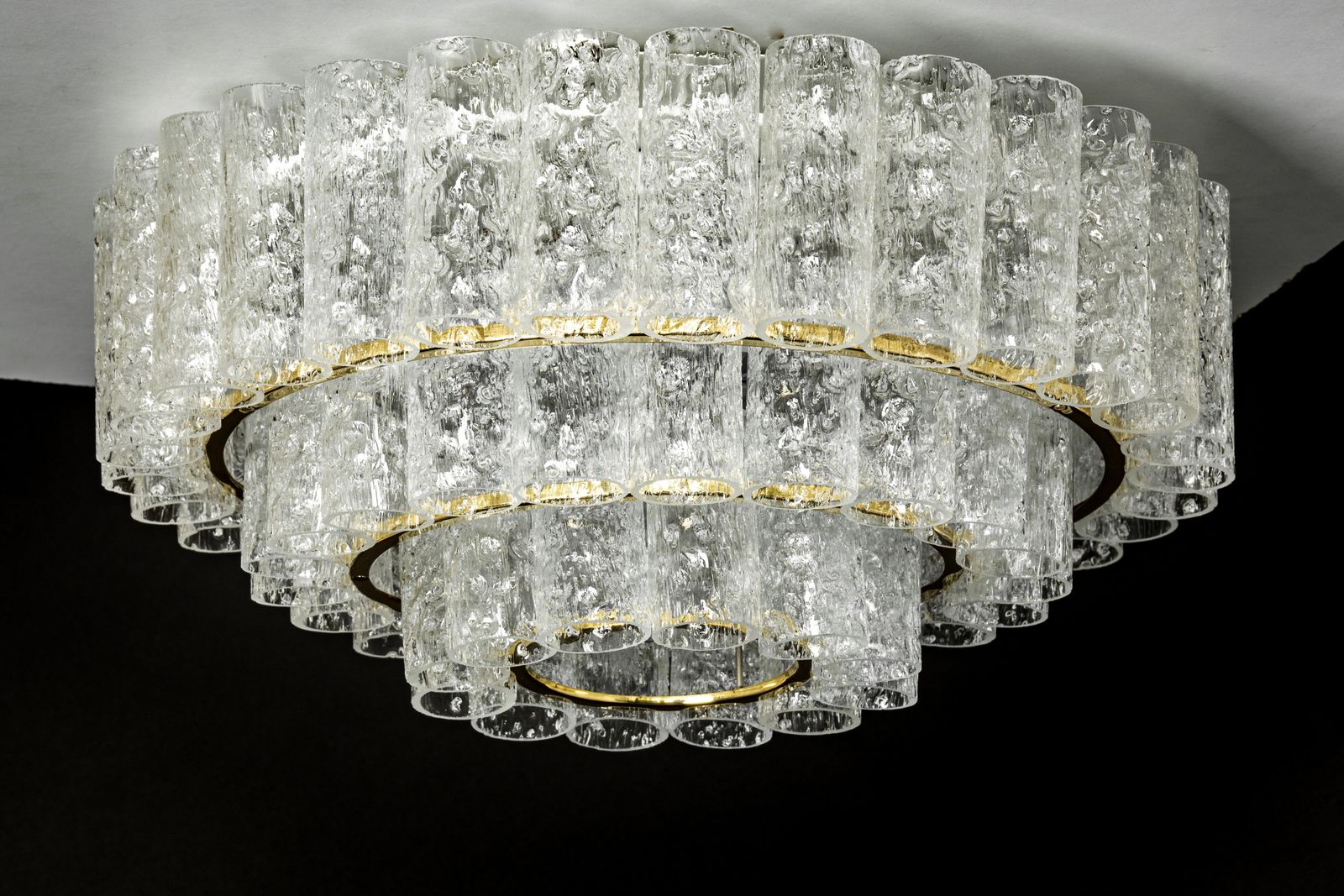 1 Of 2 Stunning Murano Ice Glass Tubes Chandelier By Doria, Germany, 1960s photo for sale
