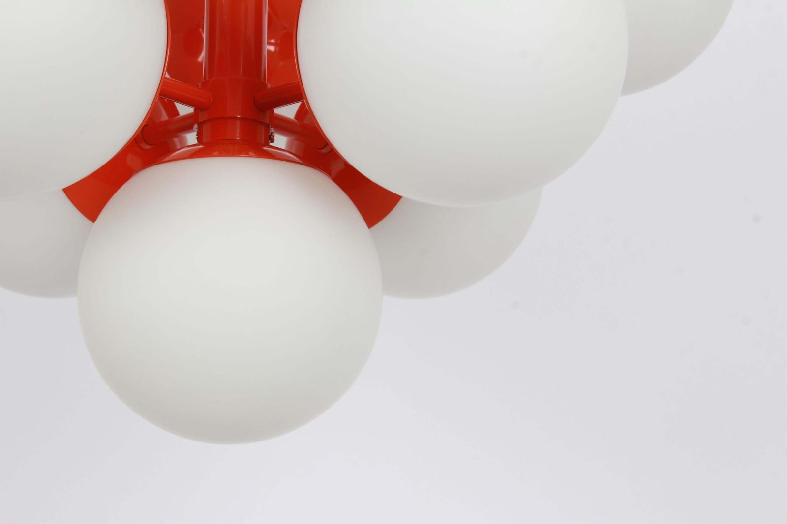 Large Stunning Kaiser Orange Sputnik Glass Globes Chandelier, Germany, 1970s photo Lighting