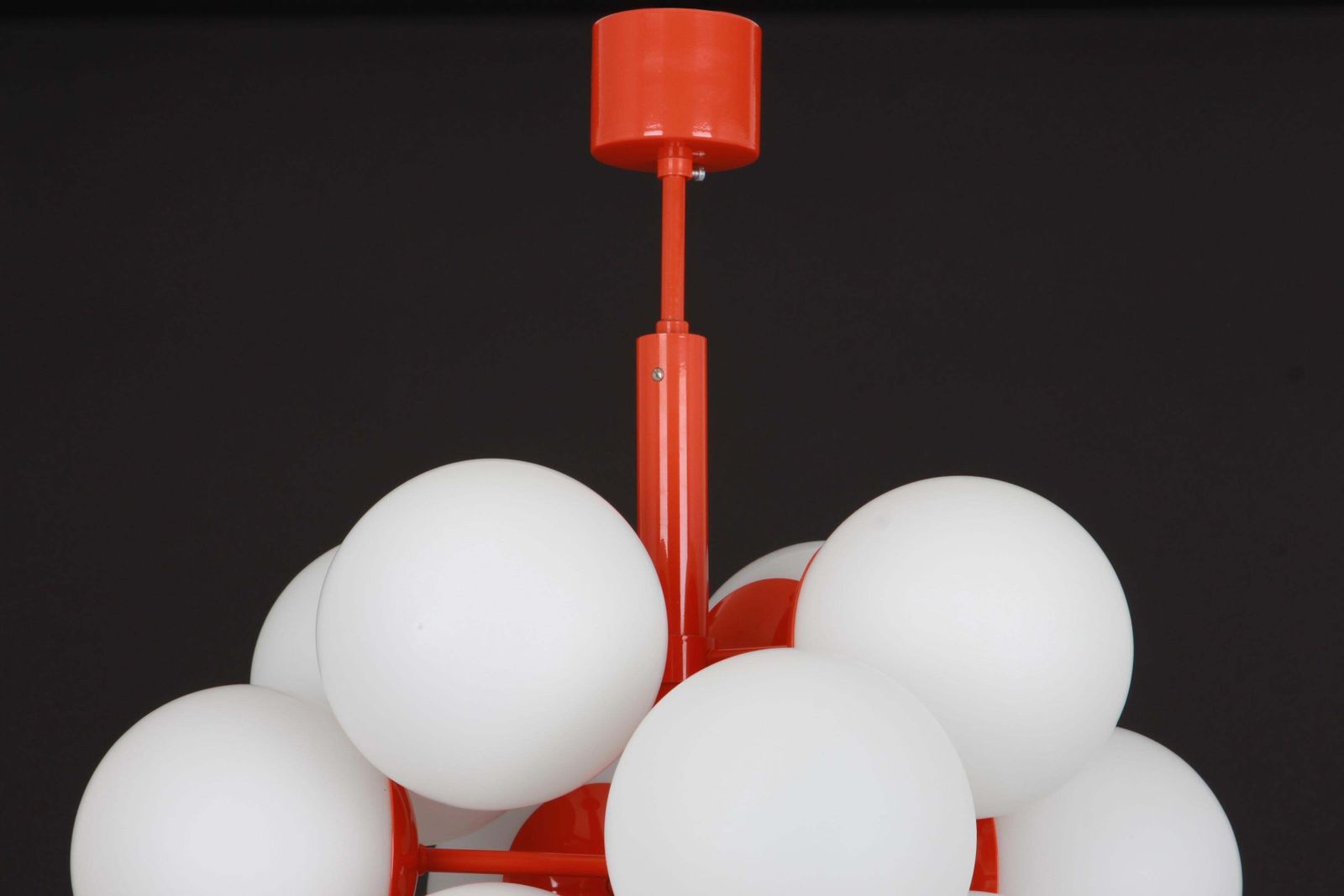 Large Stunning Kaiser Orange Sputnik Glass Globes Chandelier, Germany, 1970s photo buy