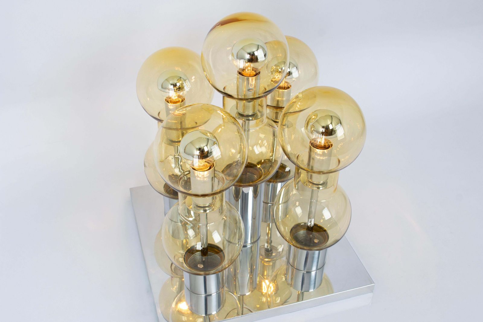 Stunning Large Murano Glass Tubes Flushmount Chrome By Doria, Germany, 1960s photo buy