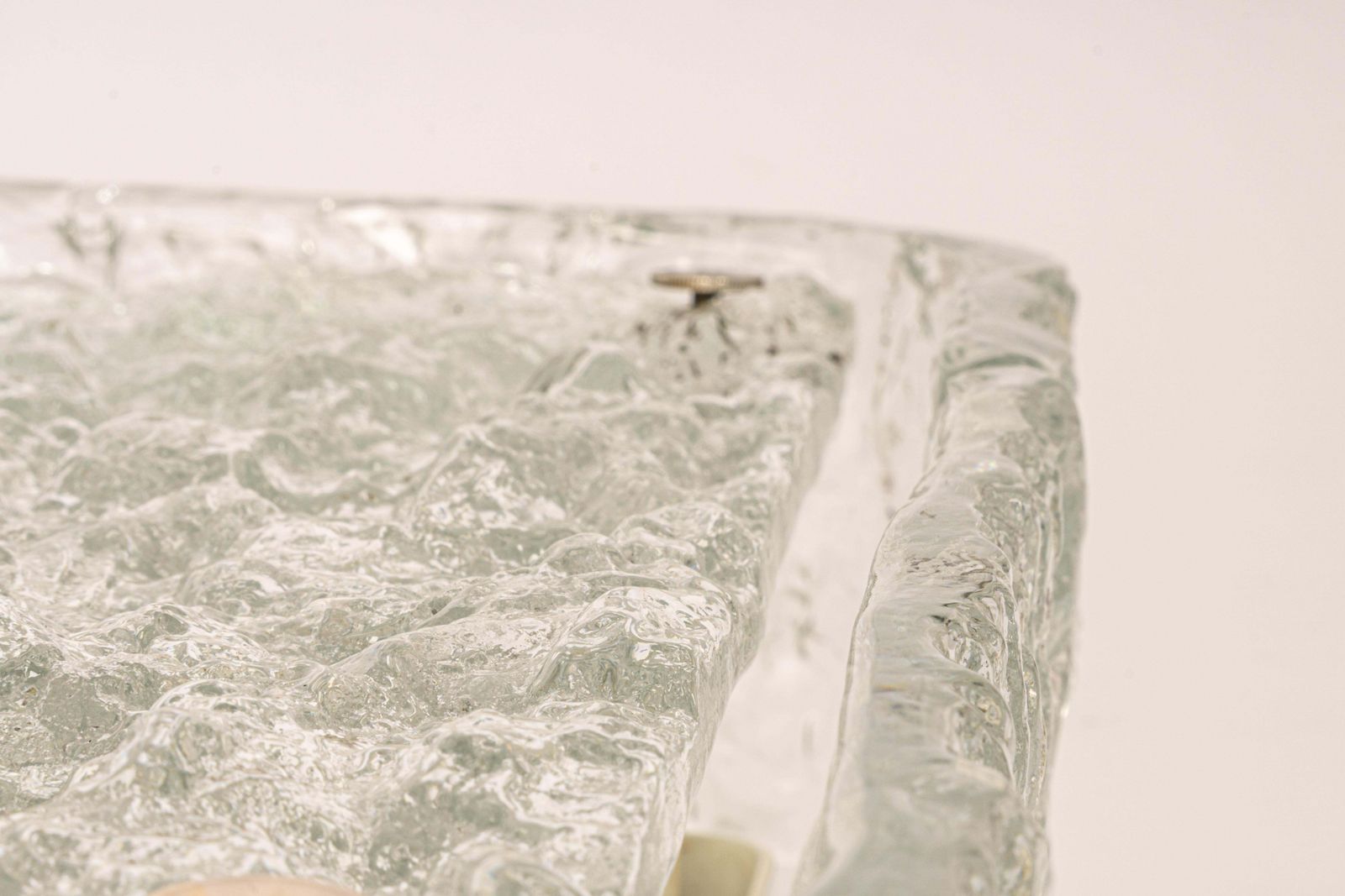 1 Of 3 Large Square Murano Ice Glass Flushmount, Kaiser, Germany, 1970s photo vinterior