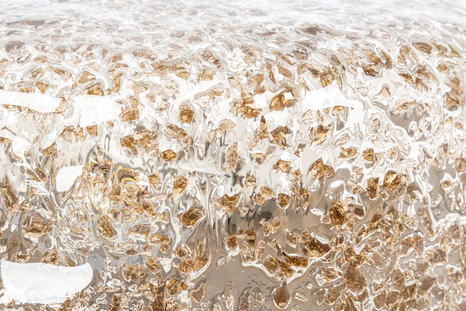 1 Of 2 Large Brass Hillebrand Murano Glass Flush Mount, Germany, 1970s photo Lighting
