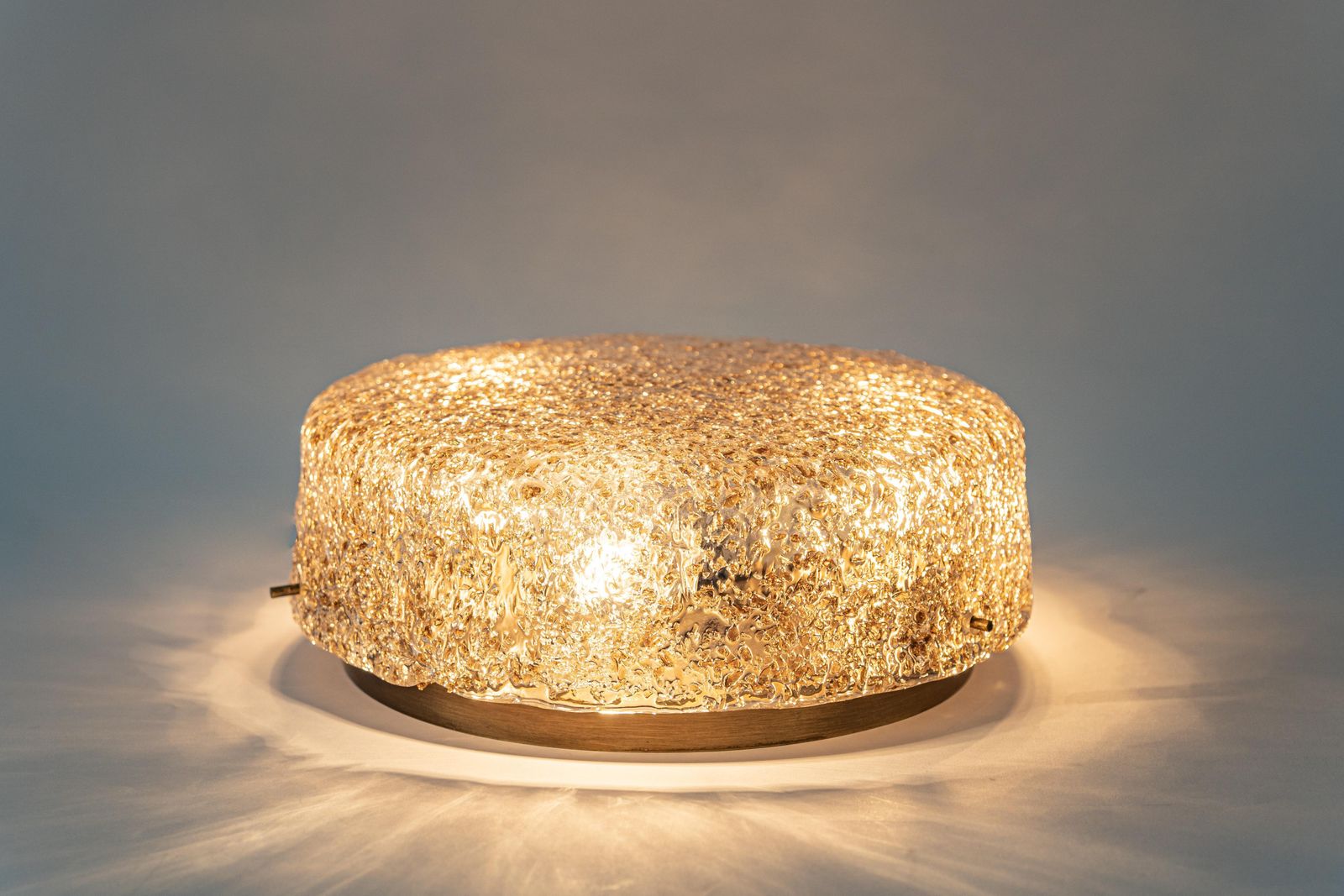 1 Of 2 Large Brass Hillebrand Murano Glass Flush Mount, Germany, 1970s photo 986.0