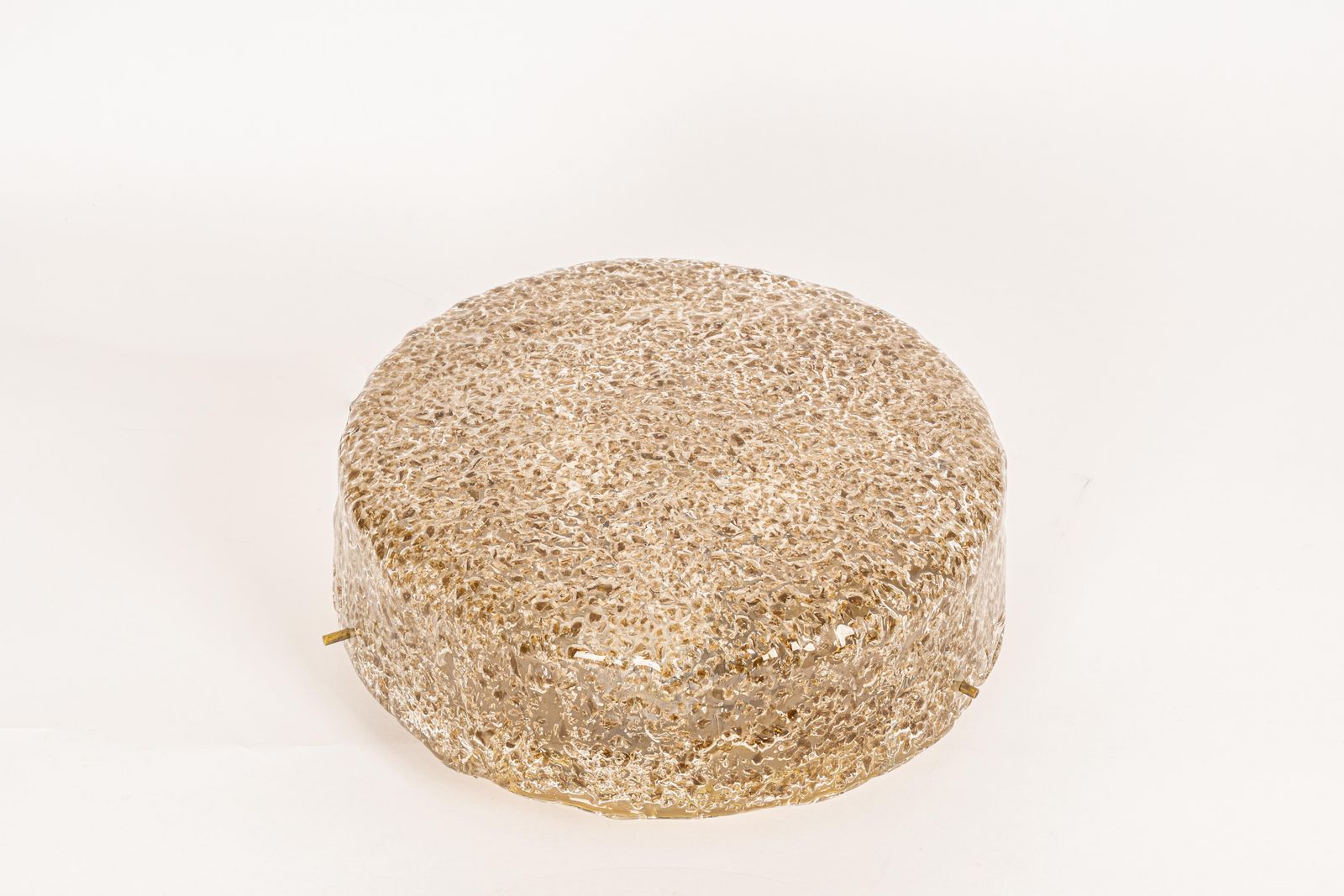 photo furniture 1 Of 2 Large Brass Hillebrand Murano Glass Flush Mount, Germany, 1970s