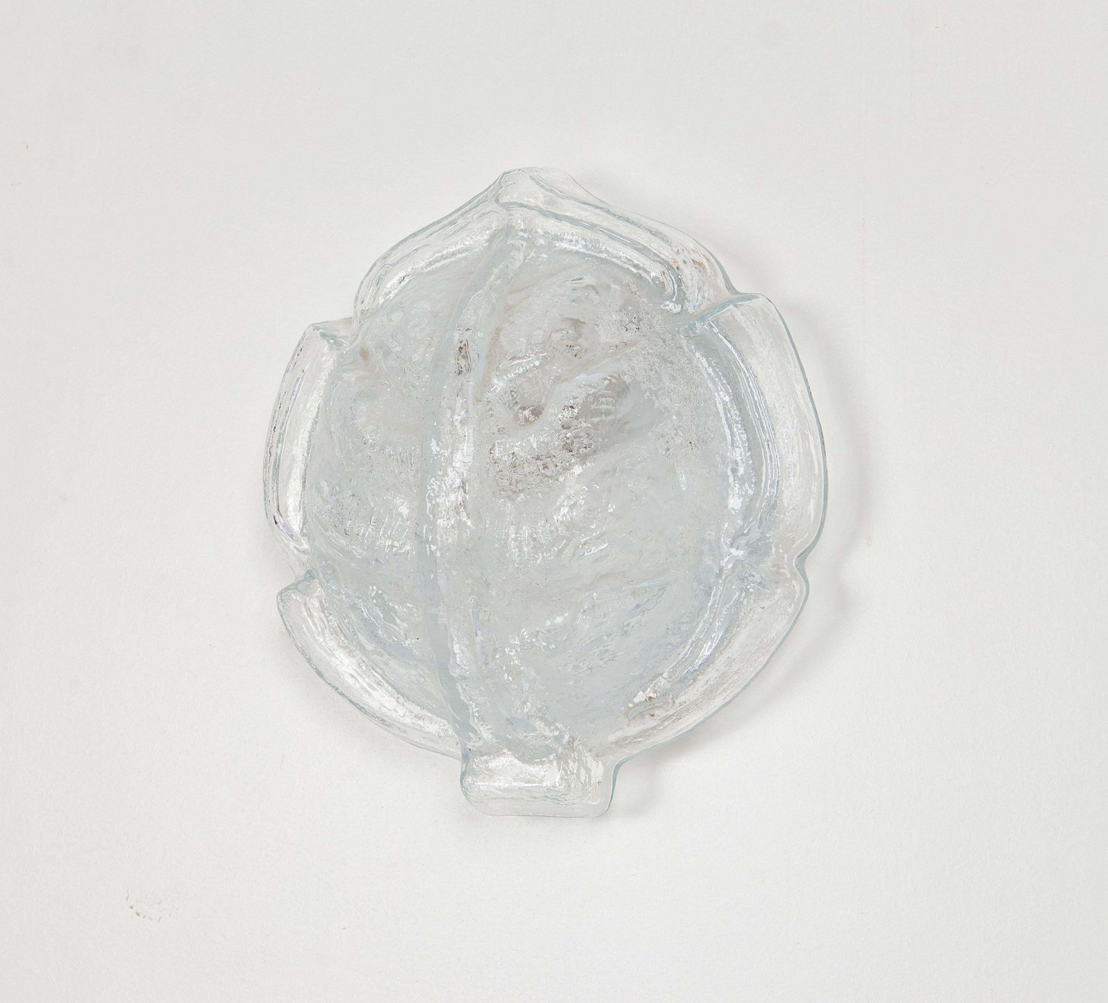 1 Of 6 Ice Glass Shell Glass Wall Light Sconce By Limburg, Germany, 1970s photo for sale
