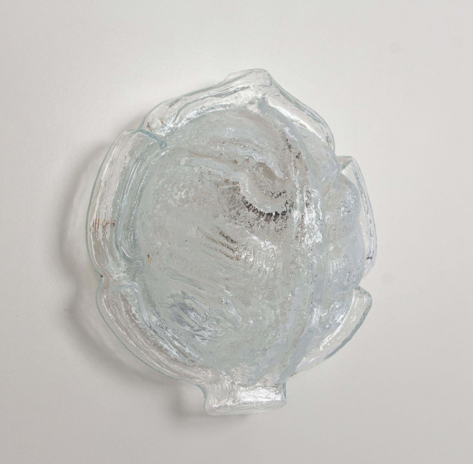 1 Of 6 Ice Glass Shell Glass Wall Light Sconce By Limburg, Germany, 1970s photo buy
