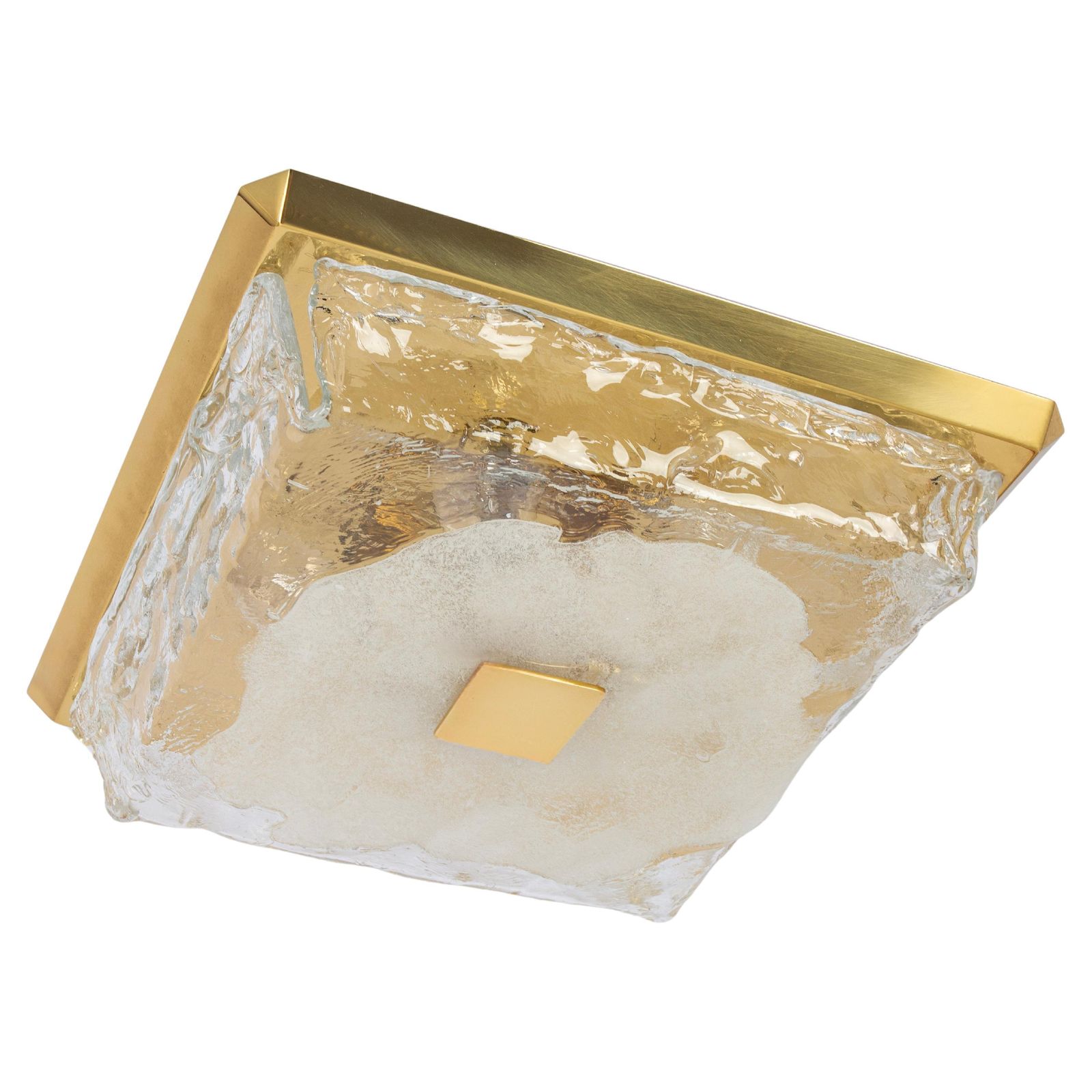 1 Of 2 Large Kalmar Square Flushmount Murano Organic Glass, Austria, 1960s