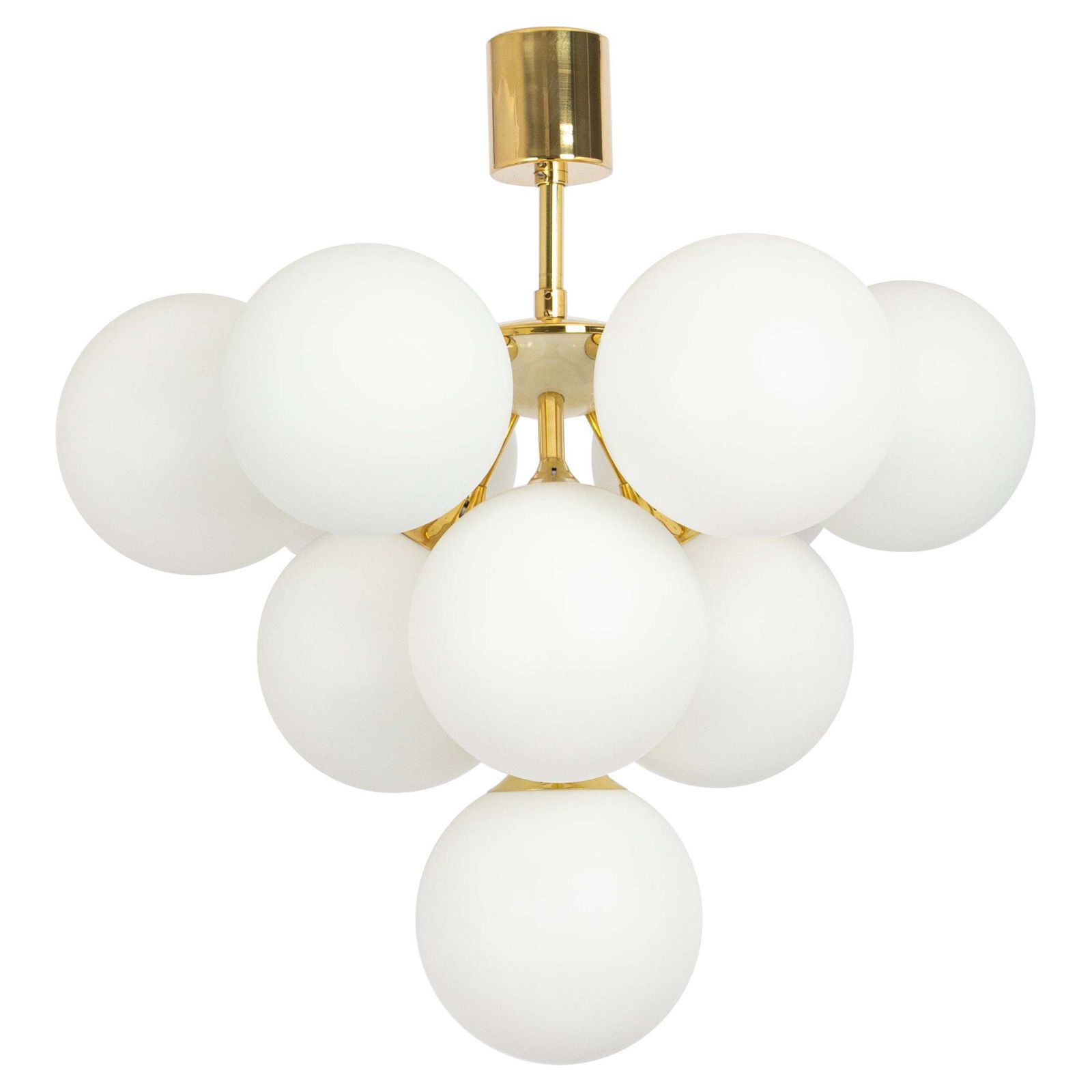 1 Of 2 Large Stunning Kaiser Sputnik Opal Glass Chandelier, Germany, 1970s