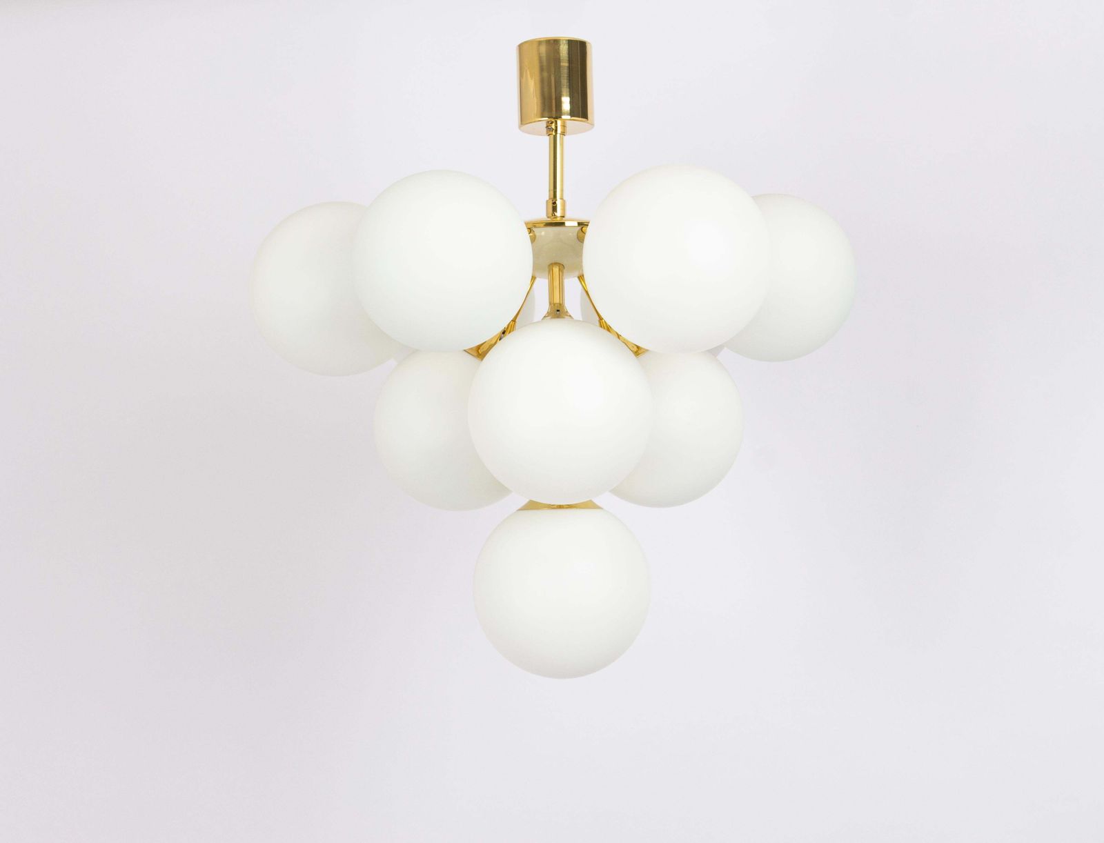 1 Of 2 Large Stunning Kaiser Sputnik Opal Glass Chandelier, Germany, 1970s photo 1544.0