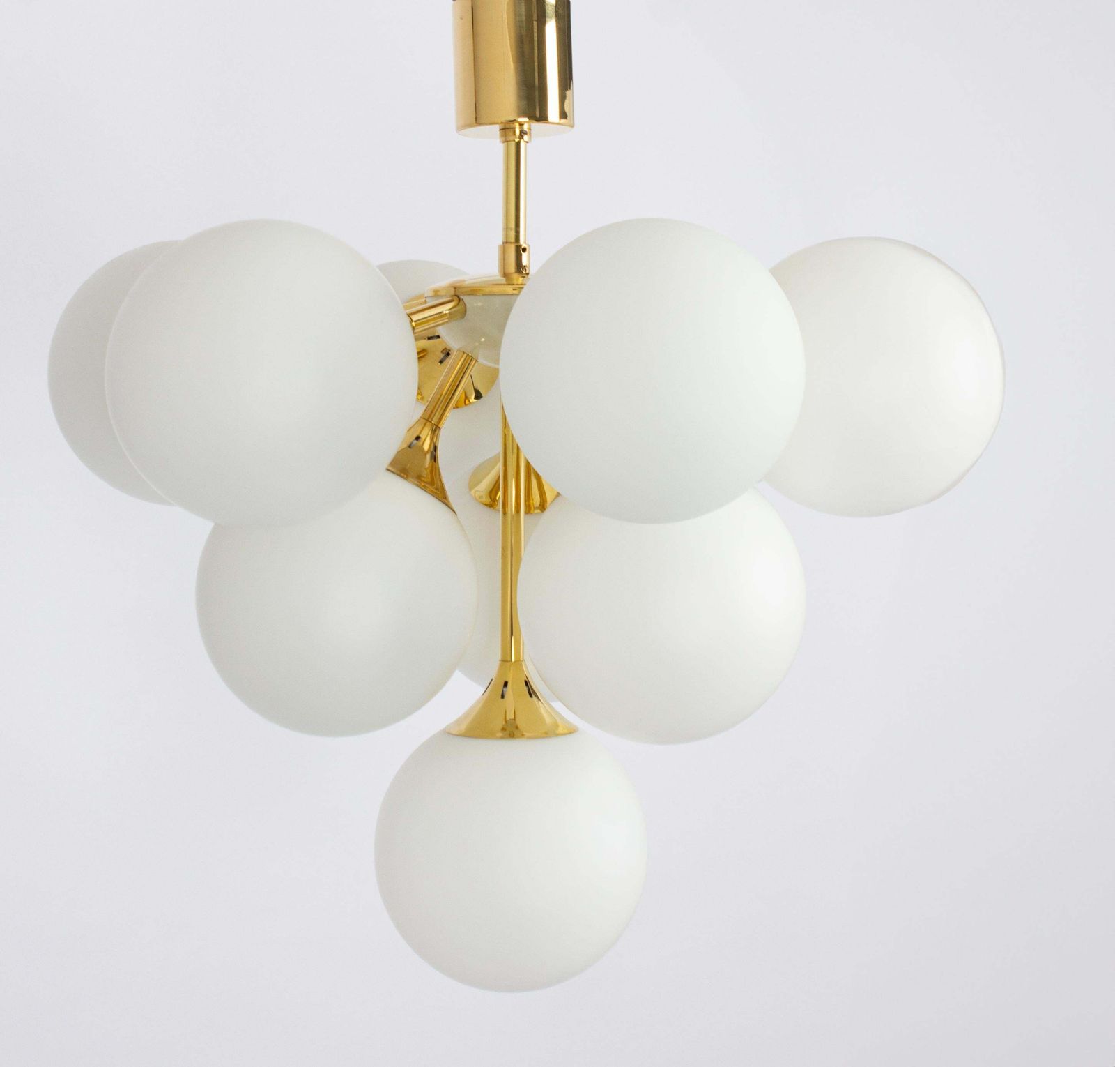 1 Of 2 Large Stunning Kaiser Sputnik Opal Glass Chandelier, Germany, 1970s photo buy