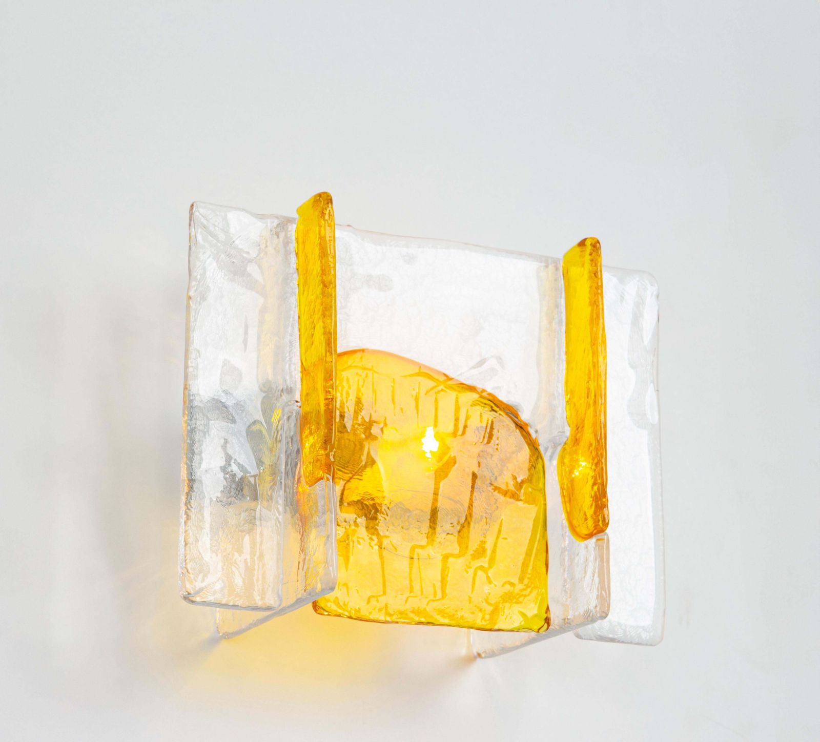Set Of 2 Murano Glass Sconces Wall Lights By Mazzega, Italy, Circa 1970s photo vintage