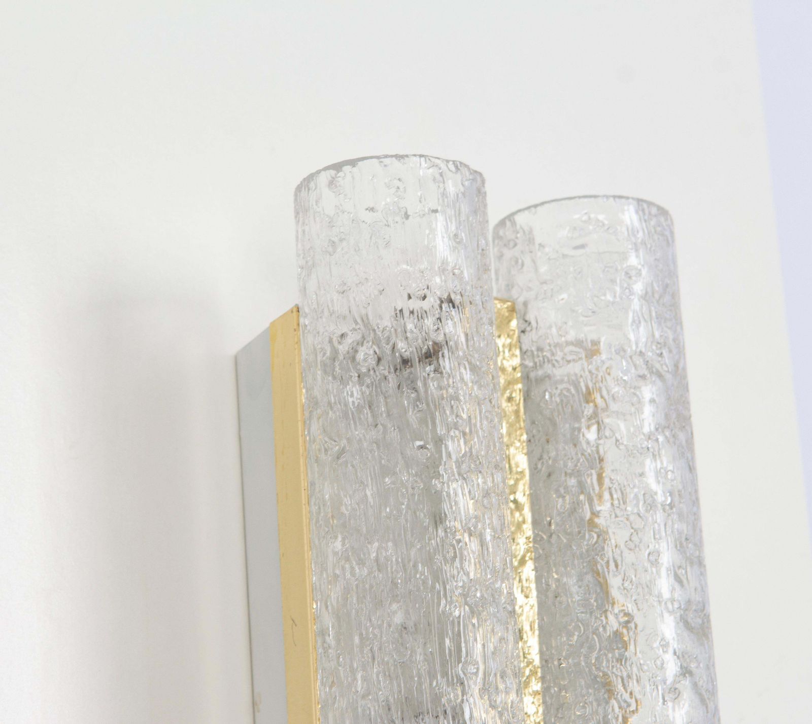 1 Of 7  Brass Or Ice Glass Wall Sconces By Doria, Germany, 1960s photo Lighting