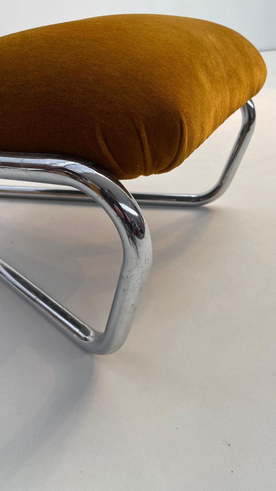 Little Tubular Lounge Chair In Rusty Orange Velvet photo for sale