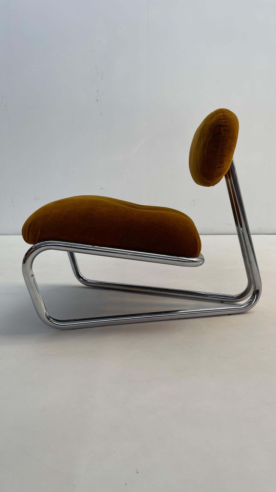 Little Tubular Lounge Chair In Rusty Orange Velvet photo vinterior