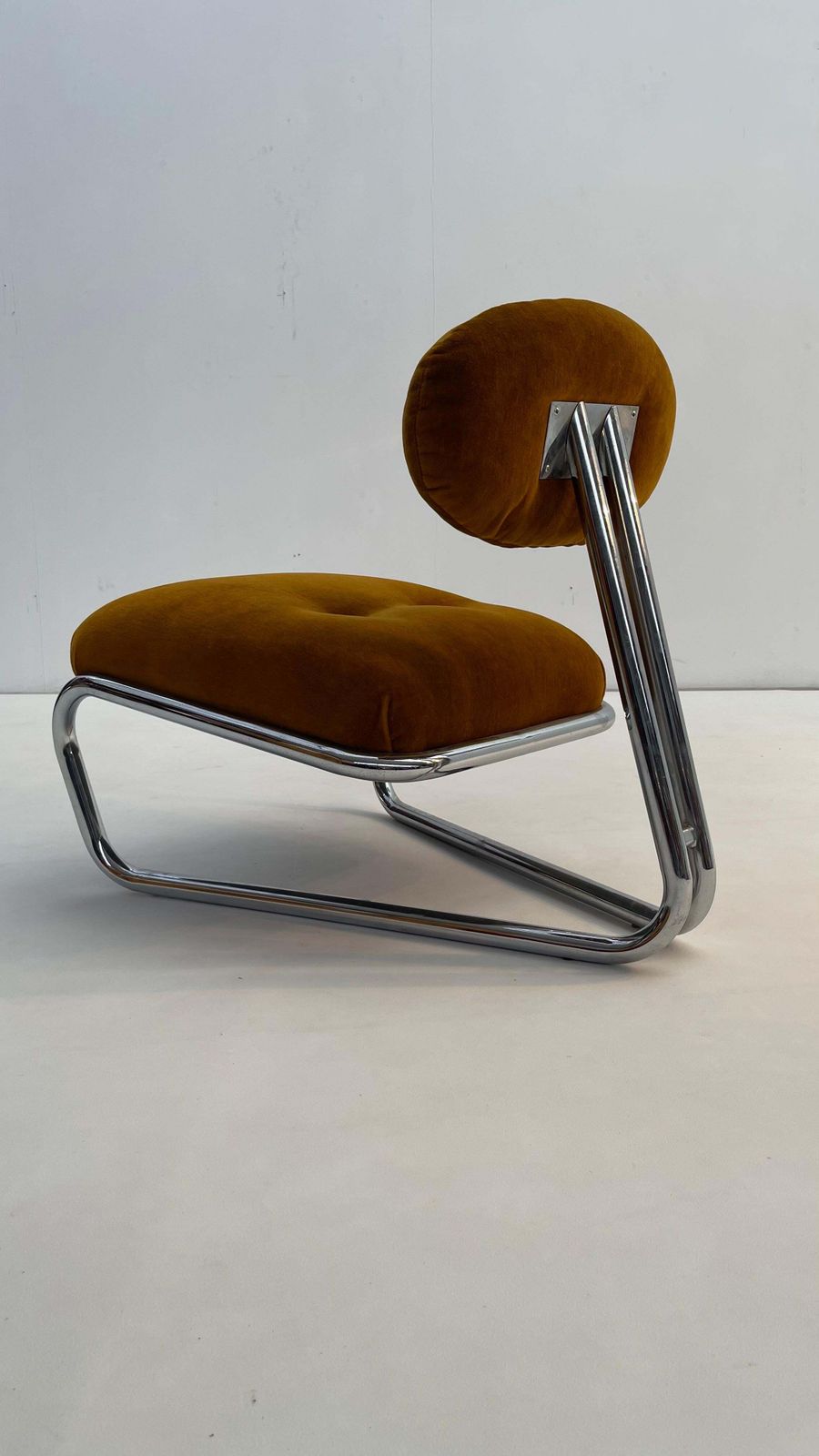 Little Tubular Lounge Chair In Rusty Orange Velvet photo buy