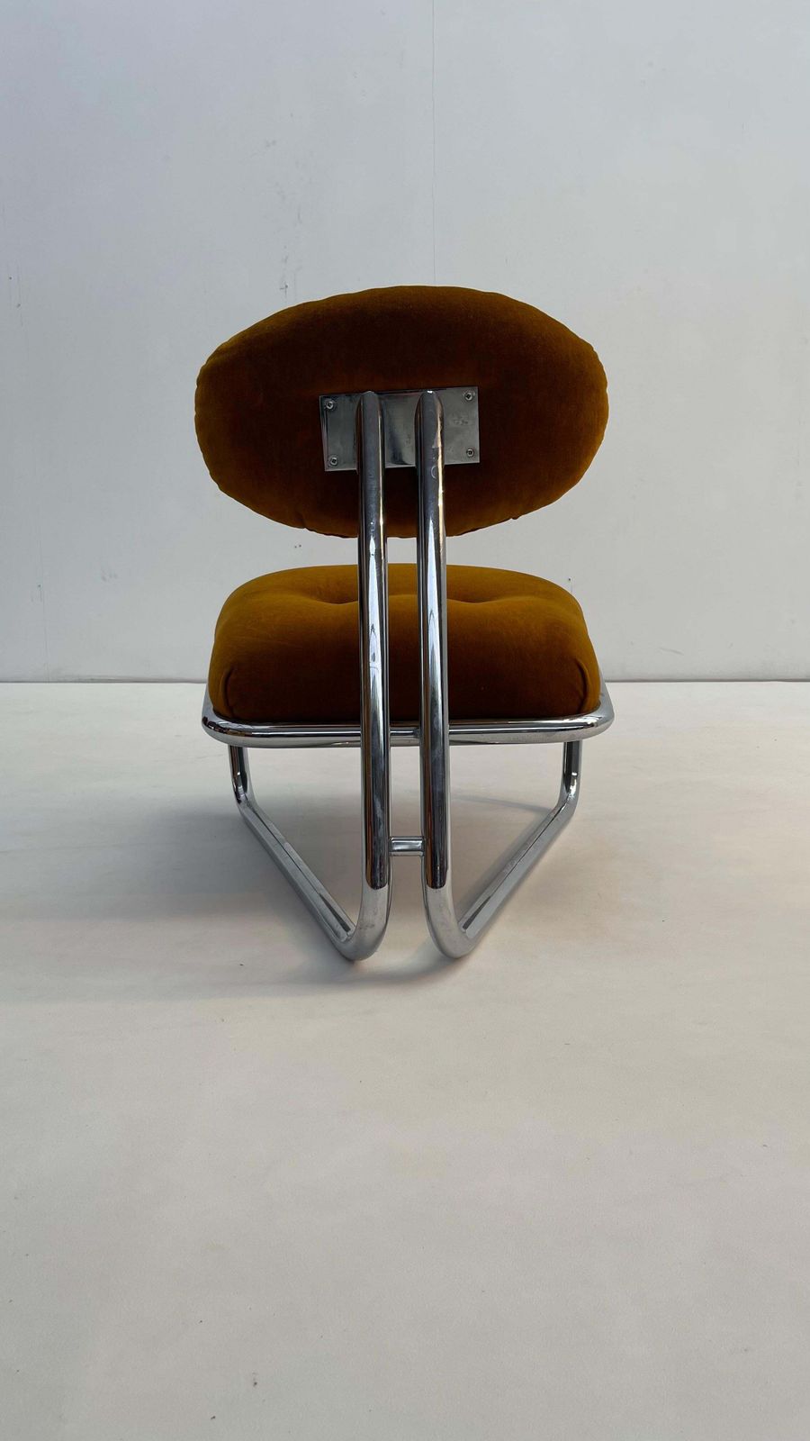 Little Tubular Lounge Chair In Rusty Orange Velvet photo vintage