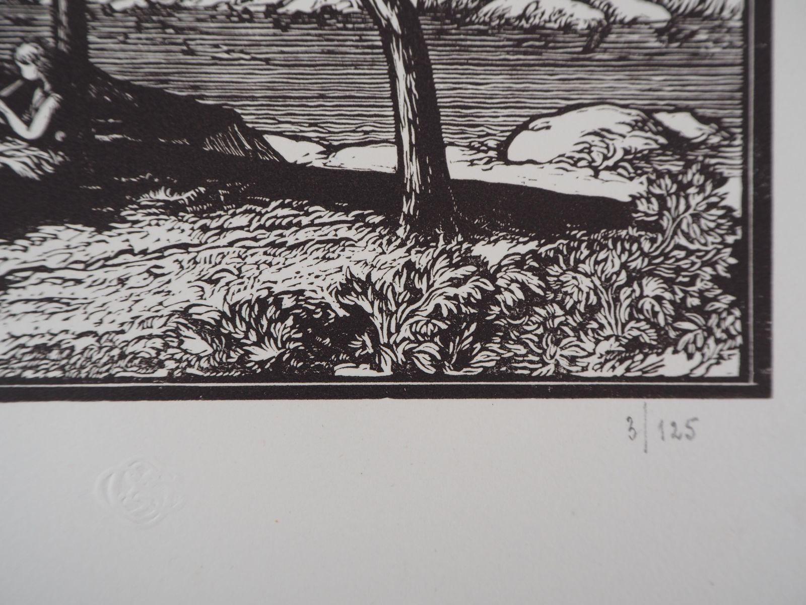 Jean Baptiste Vettinerthe Philosophers : Quiet Walk Near The Sea  Original Wooodcut, Handsigned1921 photo 214.0