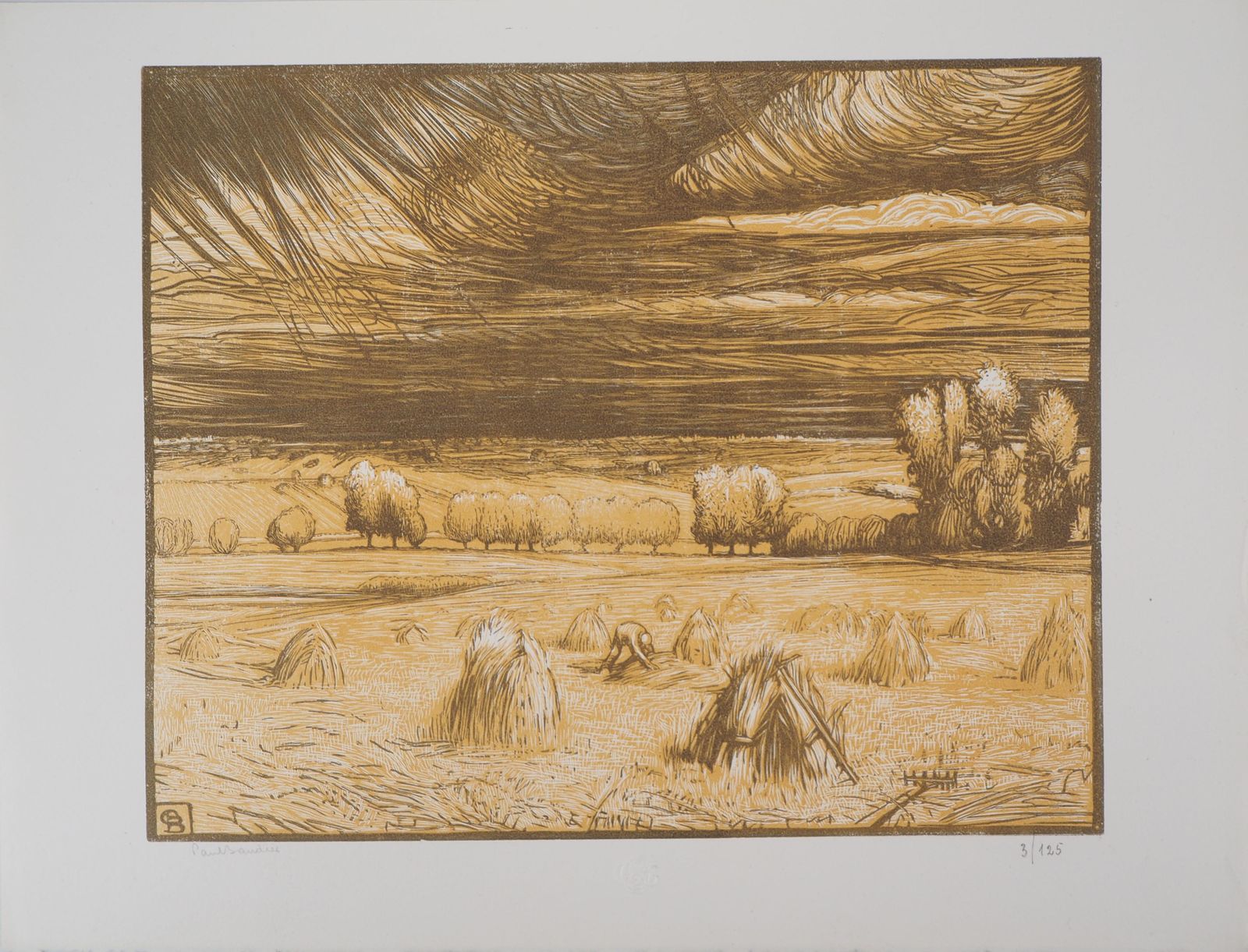 Paul Baudierharvest In The Fields : The Haystacks   Original Wooodcut, Handsigned & Numbered1927