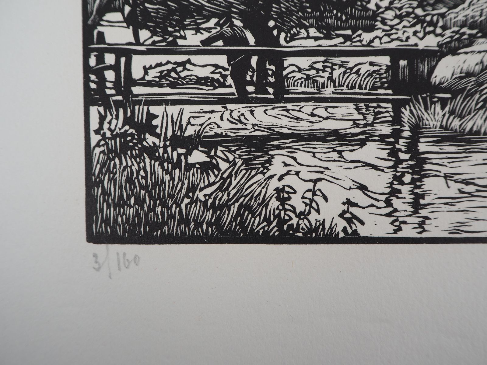 Georges Le Meilleurlandscape With A Mill On The River   Original Wooodcut, Handsigned1927 photo Art