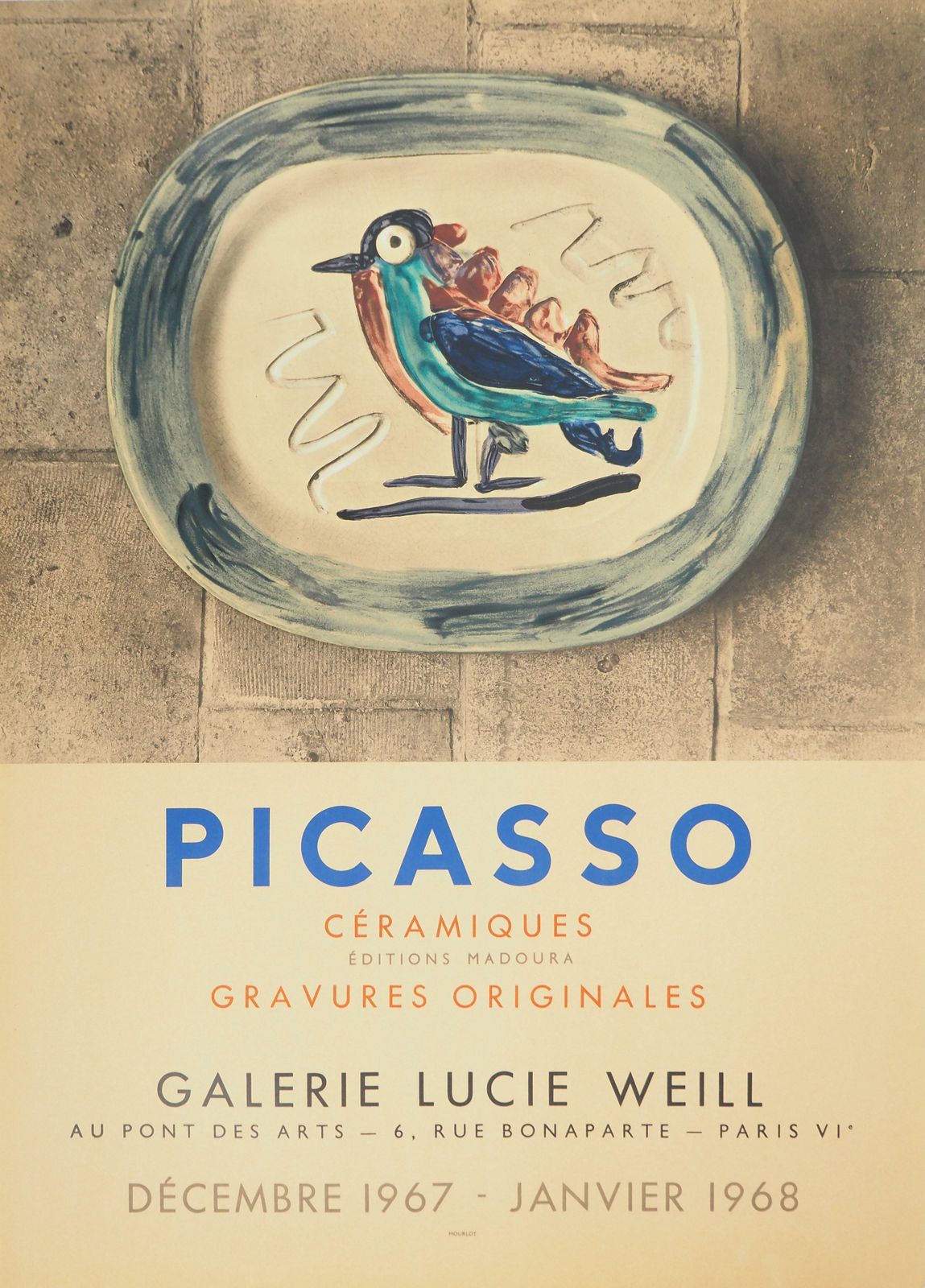 Pablo Picassomadoura, Colorful Bird   Original Lithograph Poster (Czwiklitzer #319)1967