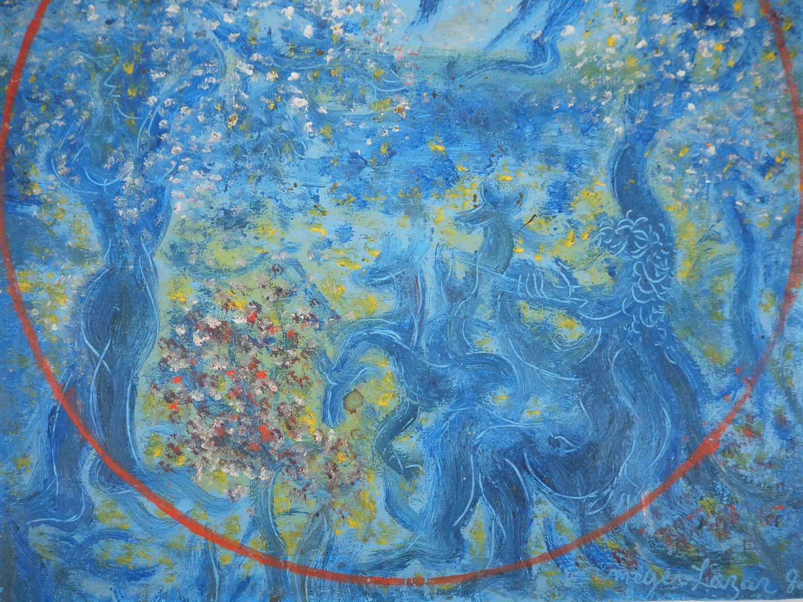 Meyer Lazarsurrealism : The Garden Of Eden   Original Oil Painting, Handsigned1980 photo furniture
