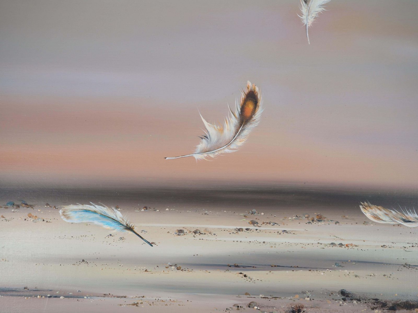 Bernard Louedinseascape : As Light As A Feather   Original Oil On Canvas, Handsigned1978 photo vintage