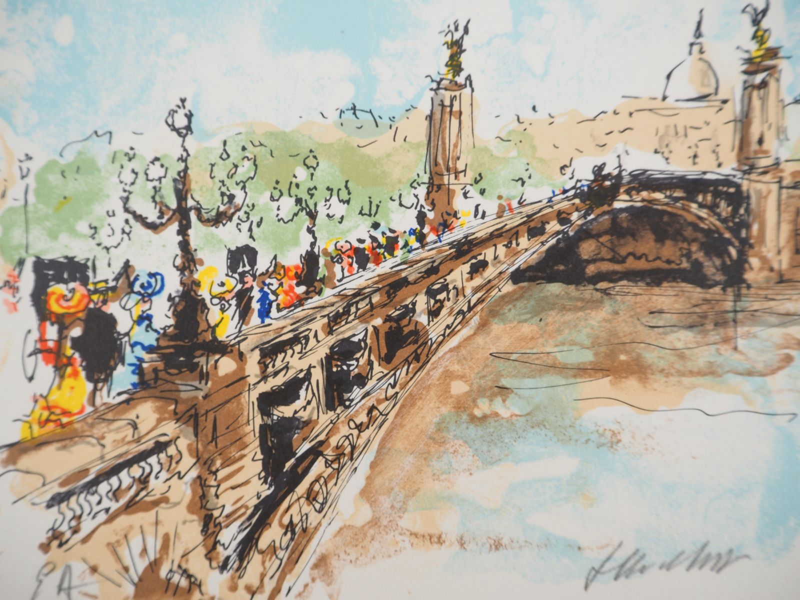 Urbain Huchetparis : Alexandre III Bridge   Original Lithograph Handsigned And Numbered1980 photo furniture