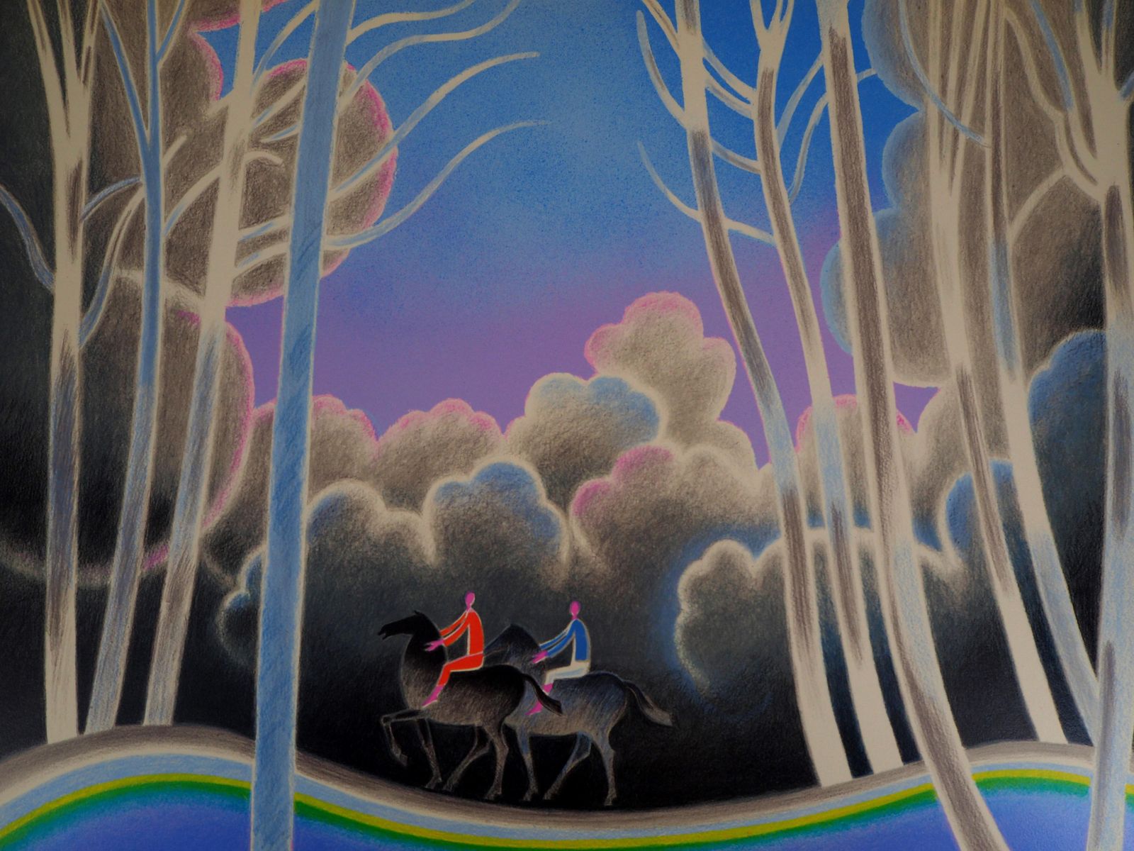 Albert Zavarotribute To Brasilier : Horse Riding In The Forest   Original Lithograph, Signed photo for sale